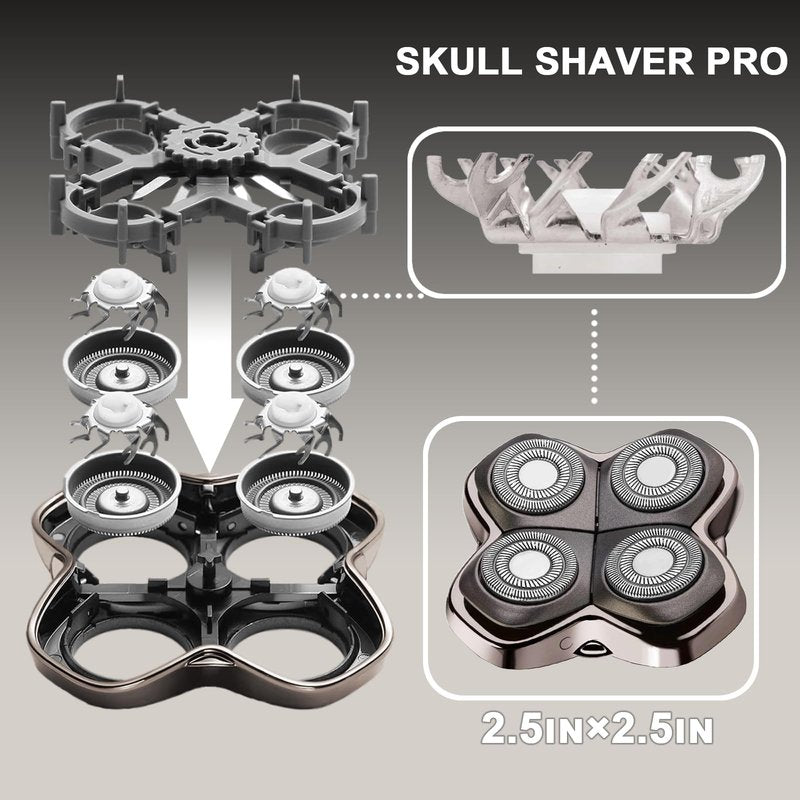 Replacement Head Compatible with Shaver PRO 4, Blade Fit for Skull Pitbull, Butterfly Kiss PRO & Palm Shavers, Replacement Head for Electric Shaver & Blade for Bald Head and for Men/Women (2 Pcs)