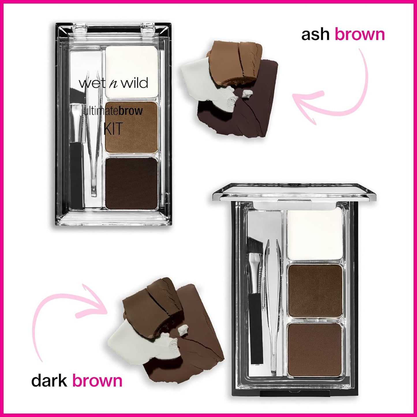 Ultimate Eyebrow Makeup Kit - Long-Lasting Matte Brow Powder, Tweezers & Brush | Dark Brown Compact