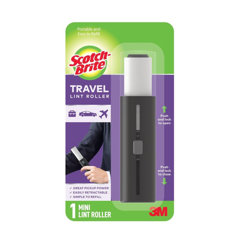 Scotch-Brite Retractable Lint Rollers 2-Pack, Portable Travel-Size Lint Removers for Pet Hair on Clothes, Furniture & Car, 3 in x 8.5 in Mini Rollers, 30 Sticky Sheets Each