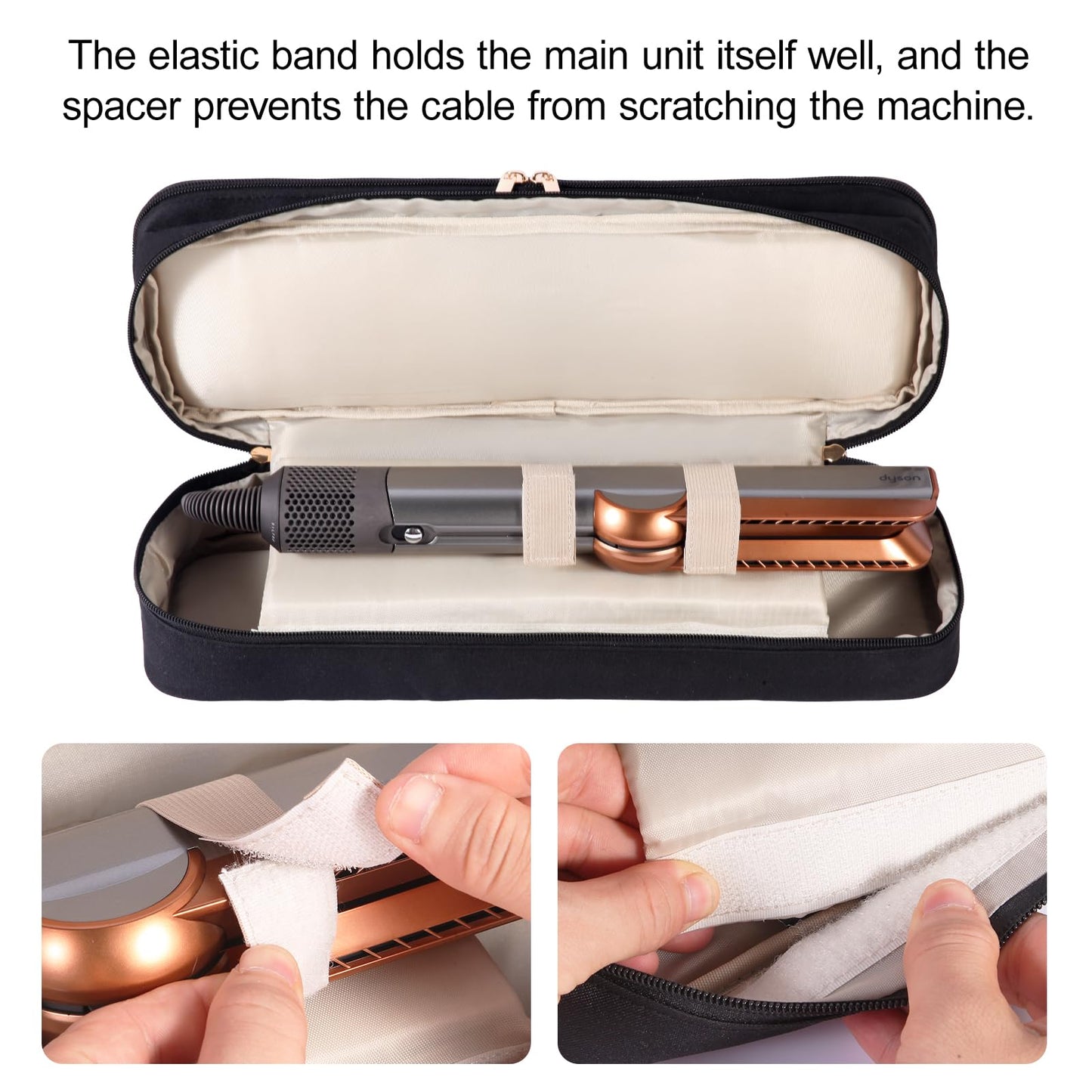 GENCAM Double-Layer Carrying Case for Dyson Airstrait Straightener, Travel Case for Dyson Airstraight, Portable Storage Case for Dyson Airstrait/Corrale Hair Straightener (Black)