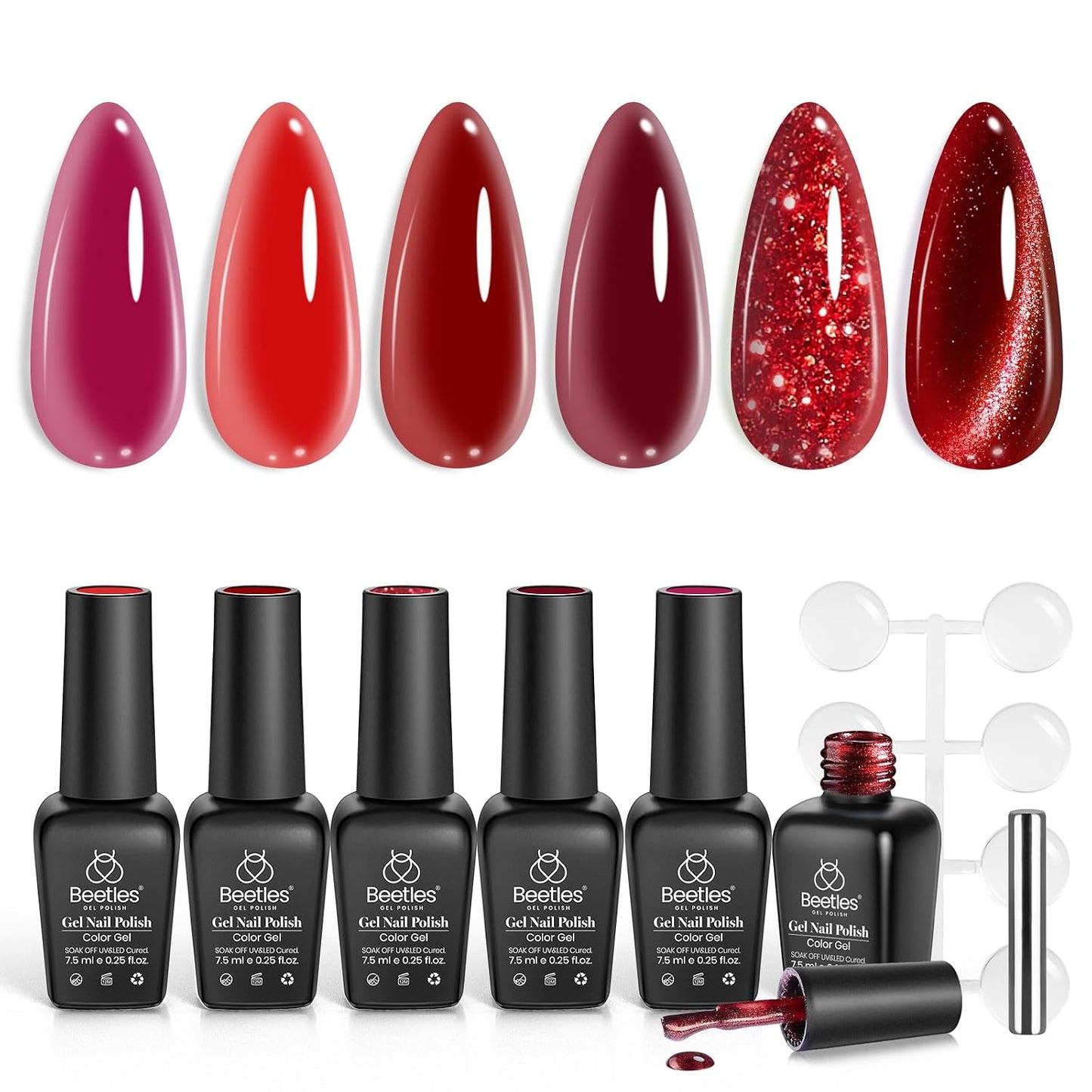 Beetles Gel Nail Polish Kit - 6 Soak Off UV Colors | Long-Lasting Glossy Finish for Salon & Home Manicure
