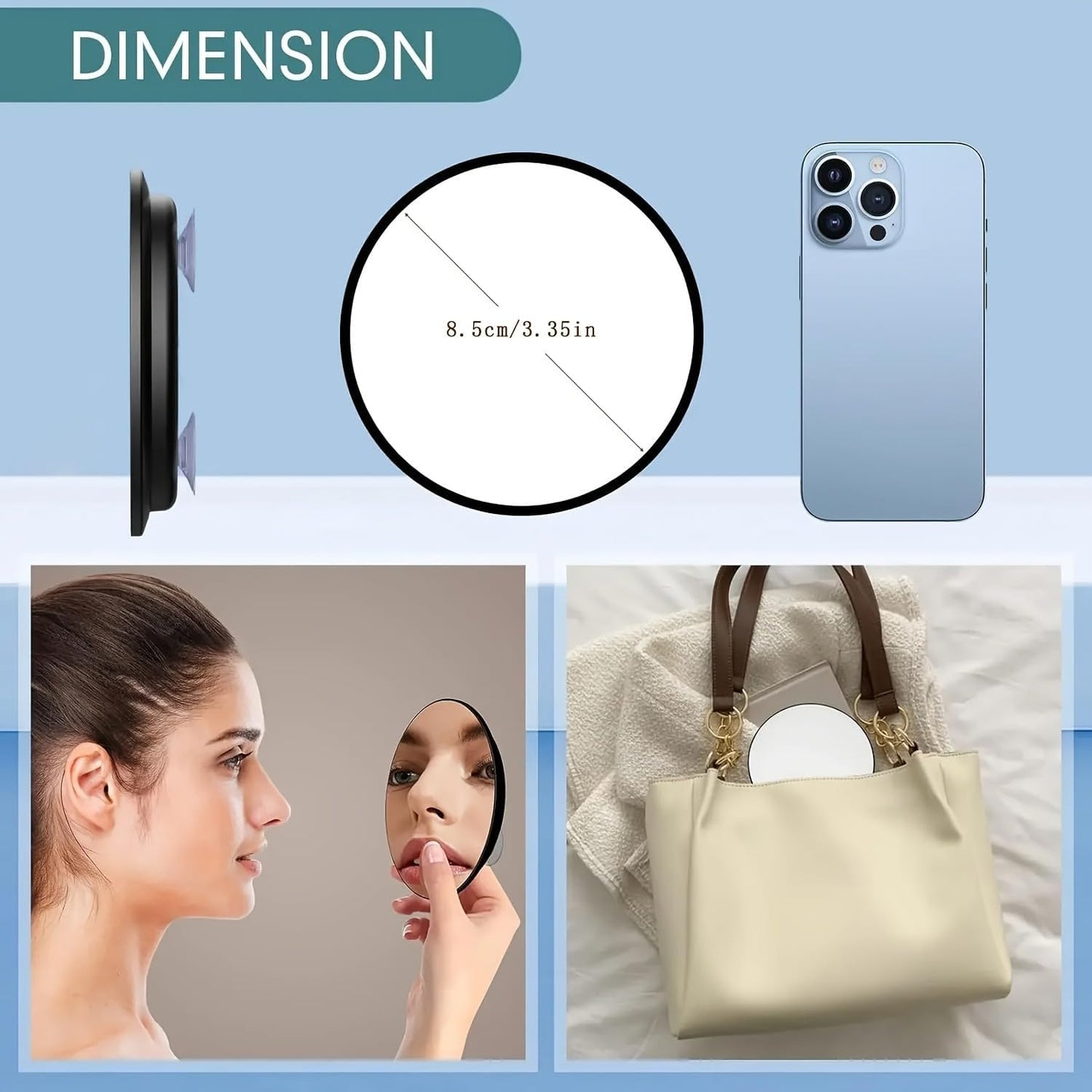 30X Magnifying Makeup Mirror - Compact 3.5 Inch Travel Mirror with Suction Cup & Stainless Steel Tweezers | Perfect for Eyebrows & Facial Hair