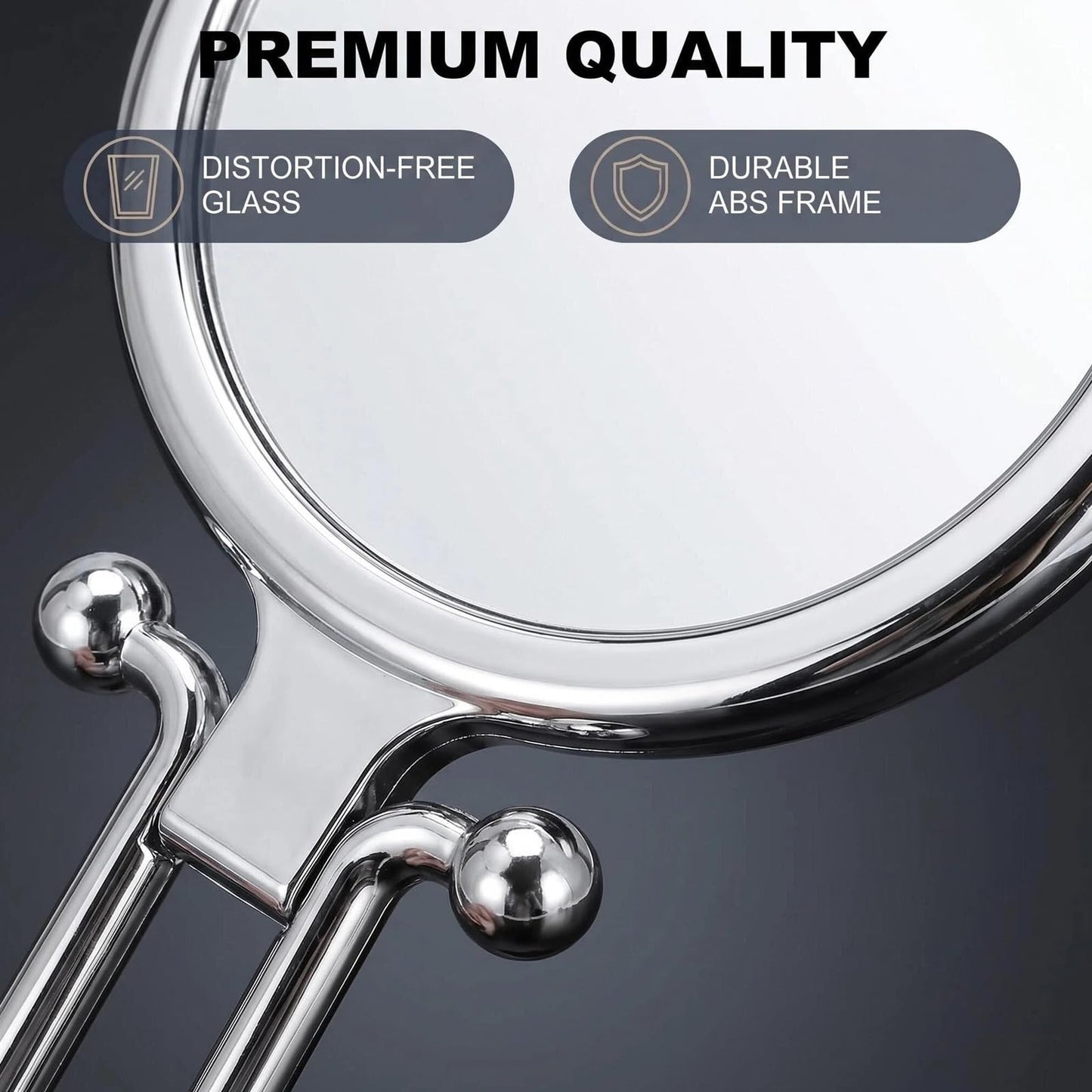 Double-Sided 10X Magnifying Handheld Mirror - Portable Folding Makeup Mirror for Travel Bathroom Vanity - 6.1 Inch Round Compact Mirror with 1X Normal View for Women