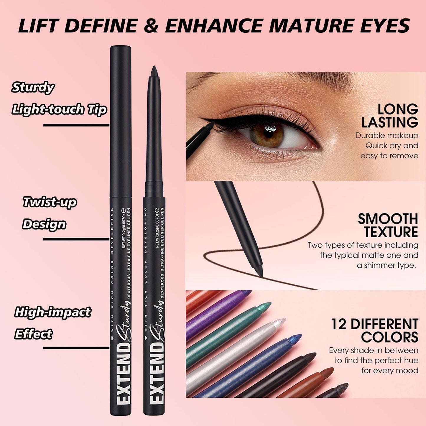 Hyesamyo Quick-Drying Smooth-Glide Cream Eyeliner Set, 12 Versatile Shades Available, Waterproof Smudge-Proof Long-Lasting, Beginner-Approved, Safe for Sensitive Eyes & All Skin Types #05