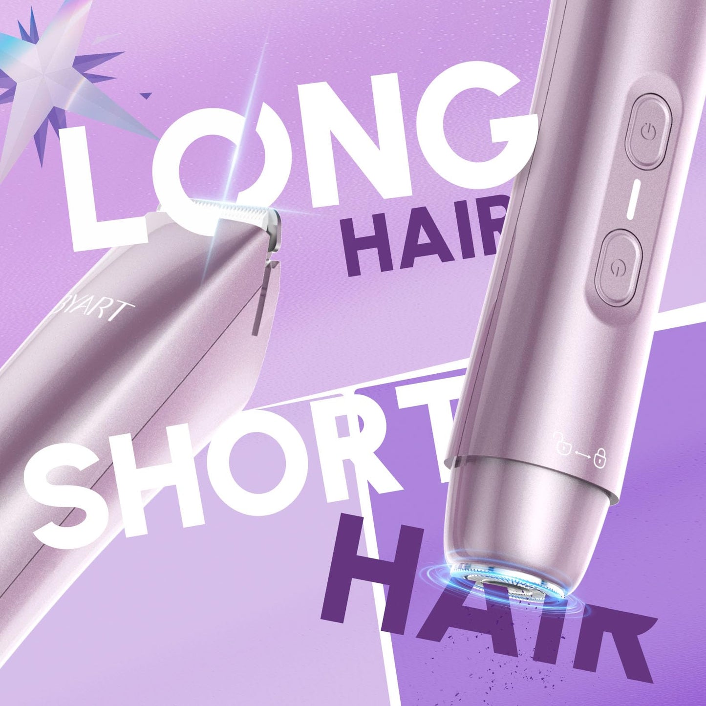 BYART Bikini Trimmer for Women - 2-in-1 Body & Facial Hair Trimmer for Shaving, Wet & Dry Use Cordless Electric Razors for Legs, Underarms, Pubic, Ceramic Blade for Sensitive Skin - No Nicks No Bumps