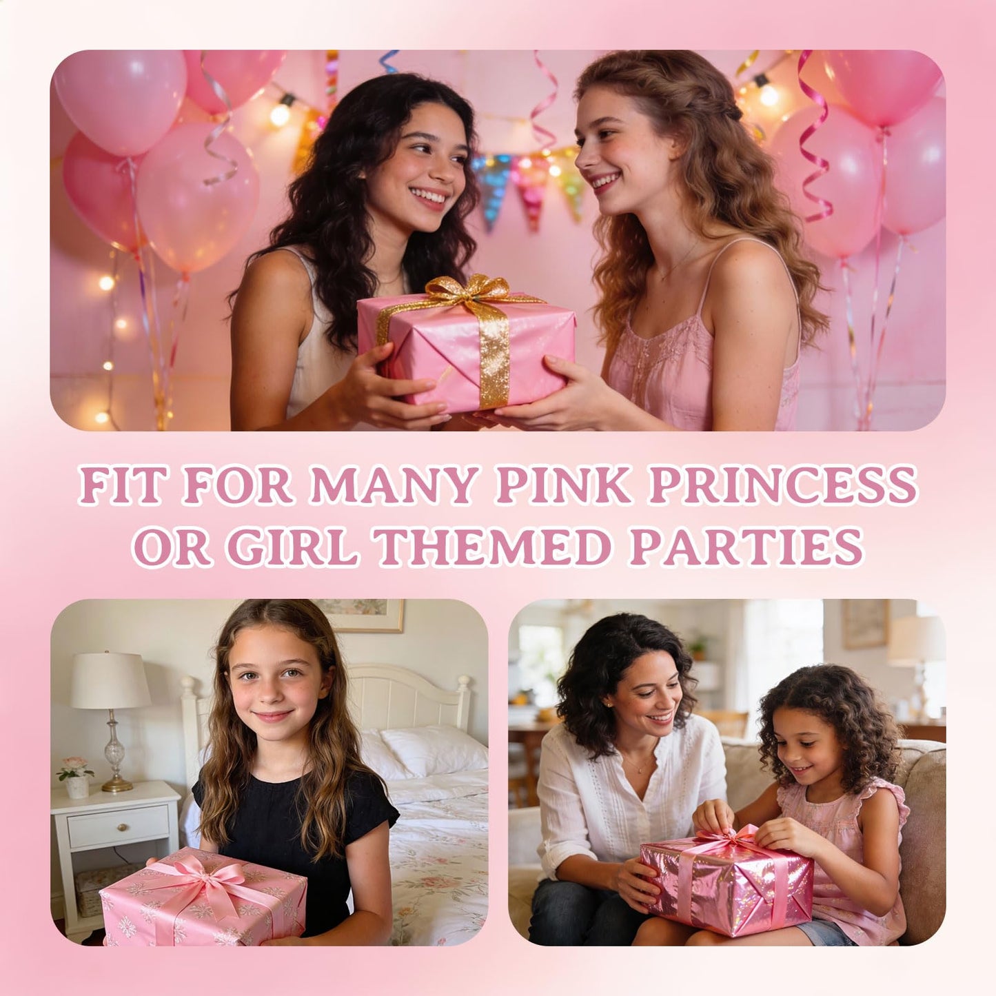 YPJXBEST 60 Pcs Makeup Party Favors, Including Hair Brushes, Elastic Scrunchies, Pocket Cosmetic Mirrors, And Organza Bags, Hair Clips Accessories(pink)