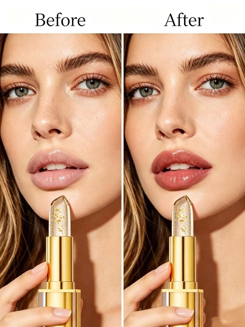 Color Changing Lipstick - Transferproof Gold Crystal PH Lipstick | 24-Hour Moisturizing Glossy Shine for Women