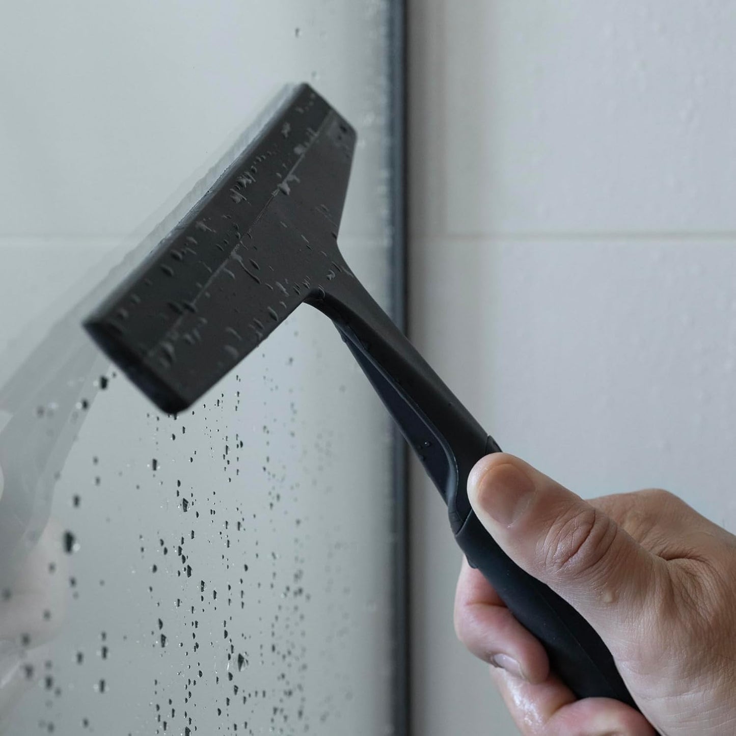 TOOLETRIES Shower Squeegee with Hook - All-Purpose Glass Cleaner Tool for Bathroom & Mirrors - 10 Inch, Silicone Grip
