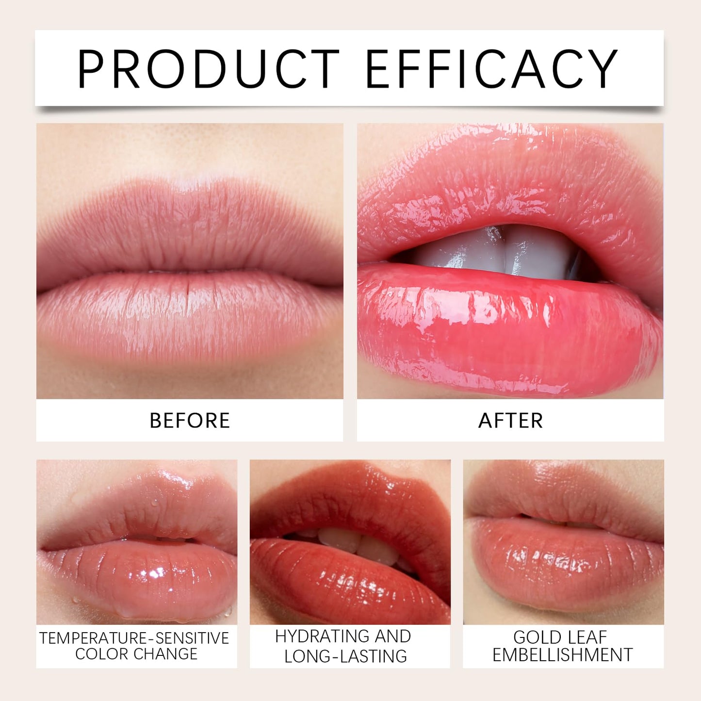 WestShiny Color Changing Lipstick for Women, 24 Hours Enduring PH Lipstick Color Changing, Gold Crystal Clear Lip Stick, Moisturizing Clear Lip Gloss - 1Pcs
