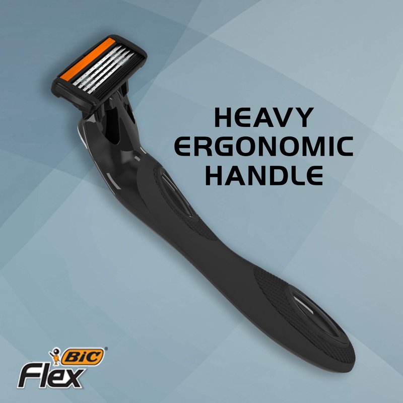 BIC Flex 4 Sensitive Hybrid Men's 4-Blade Disposable Razor, 1 Handle and 12 Cartridges