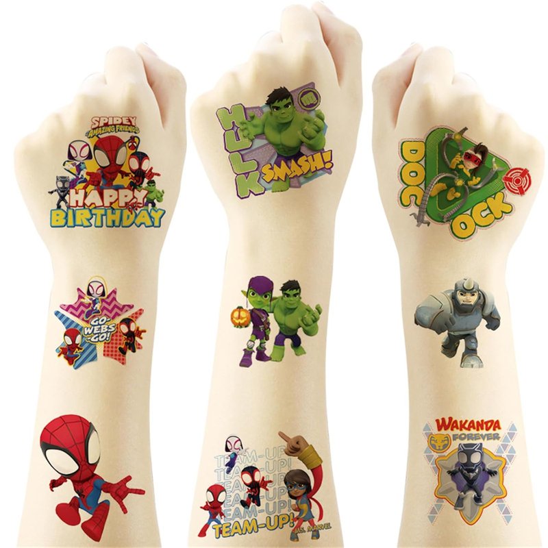 Spider-Man Temporary Tattoos - 40 Sheets of Birthday Party Supplies | Kids' Cartoon Stickers for Home Activities & Rewards