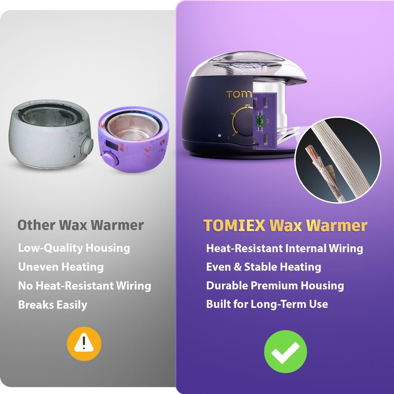 Tomiex Waxing Kit for Hair Removal – Wax Warmer with Large Silicone Pot and Hard Wax Beads for Brazilian, Full Body, Face, Eyebrows, and Bikini Waxing – Ideal for Women, Men (Black Pro)