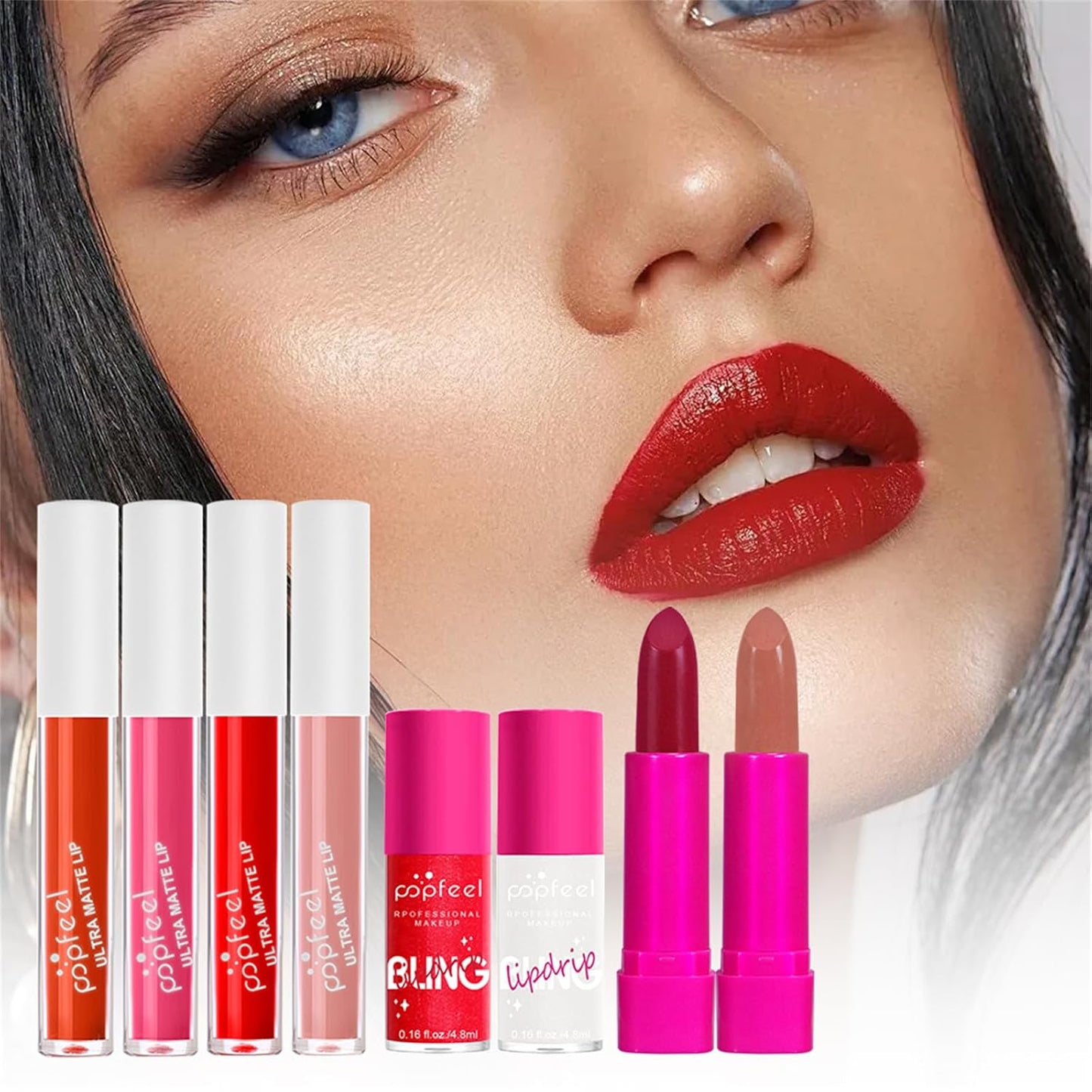 All-in-One Makeup Kit for Women - Hot Pink Essential Bundle | Eyeshadow Palette, Lipstick, Blush & More