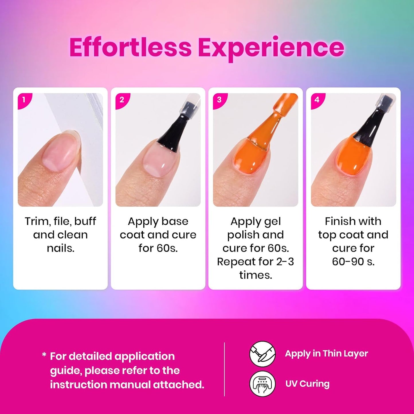Beetles Neon Gel Nail Polish Set - 20 Vibrant Summer Colors | Includes Base & Top Coat, Soak Off UV Manicure Gift for Women