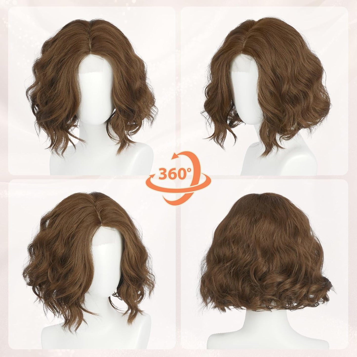 Blonde Bob Wig for Women - Lace Front Short Soft Wavy Curly Synthetic Hair | 11 Inch Natural Look