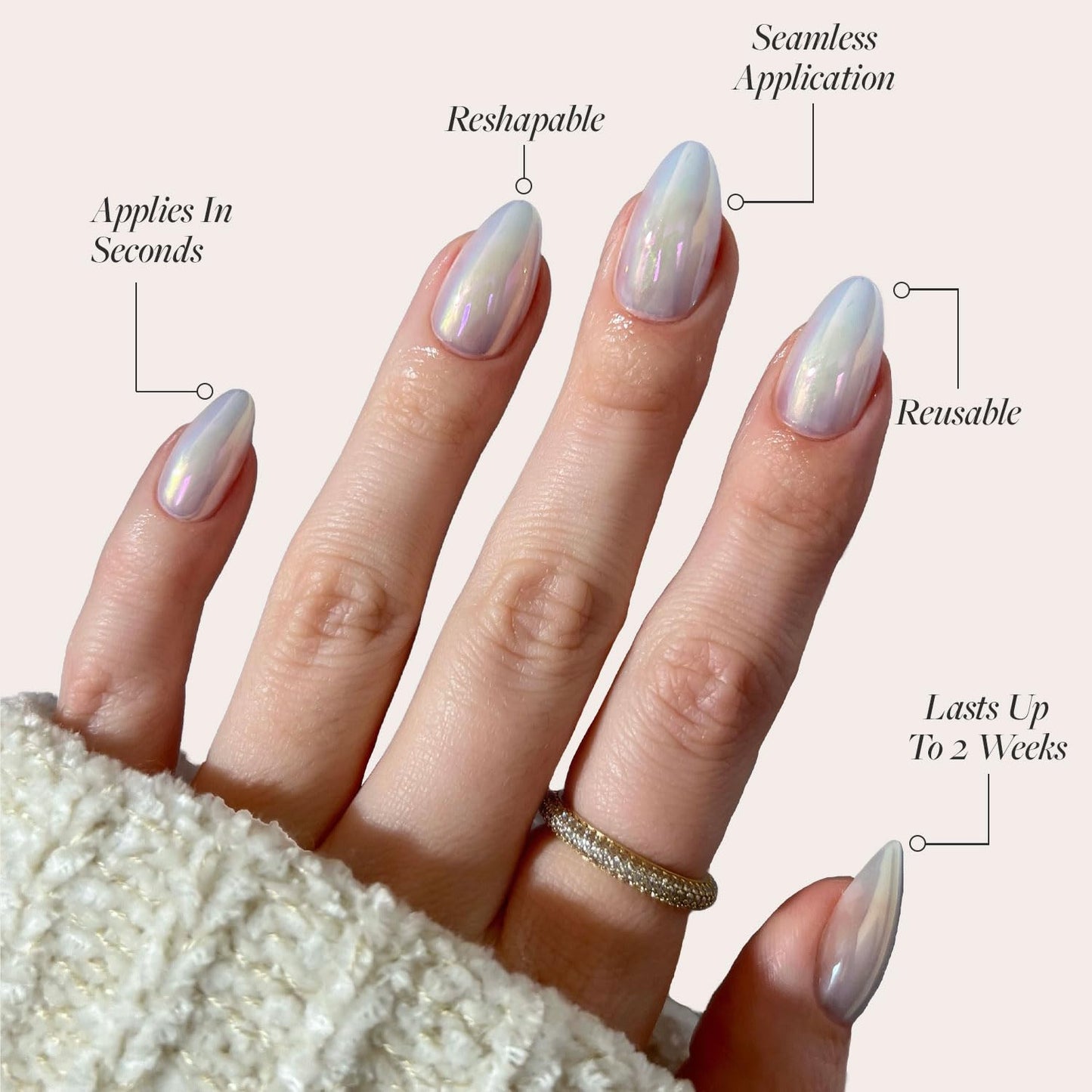 Glamnetic Entranced Press On Nails - Short Almond Fake Nails | 30 Pc Kit