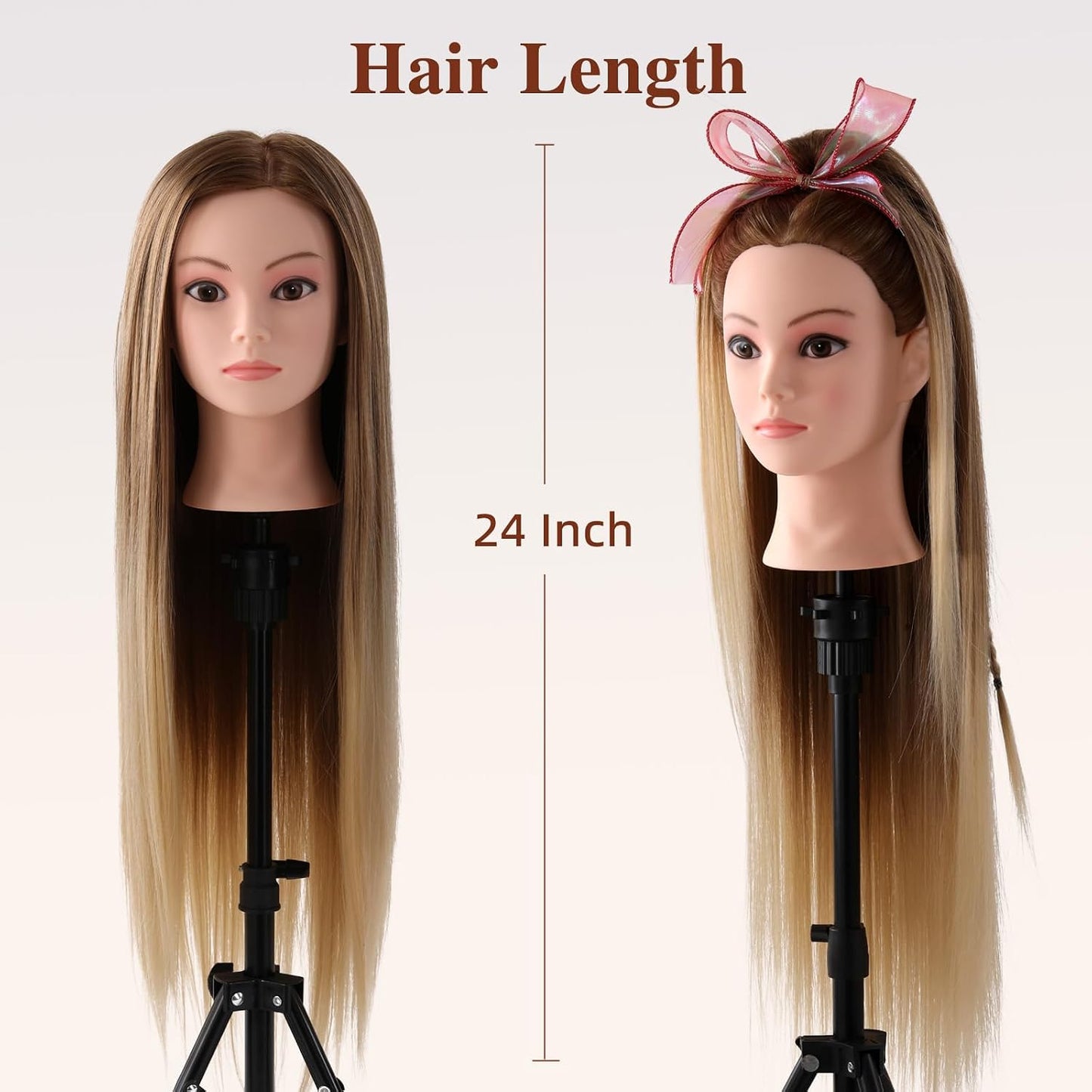 Mannequin Head with Hair - Cosmetology Practice Doll for Hair Styling & Braiding | Includes Table Clamp & DIY Styling Set