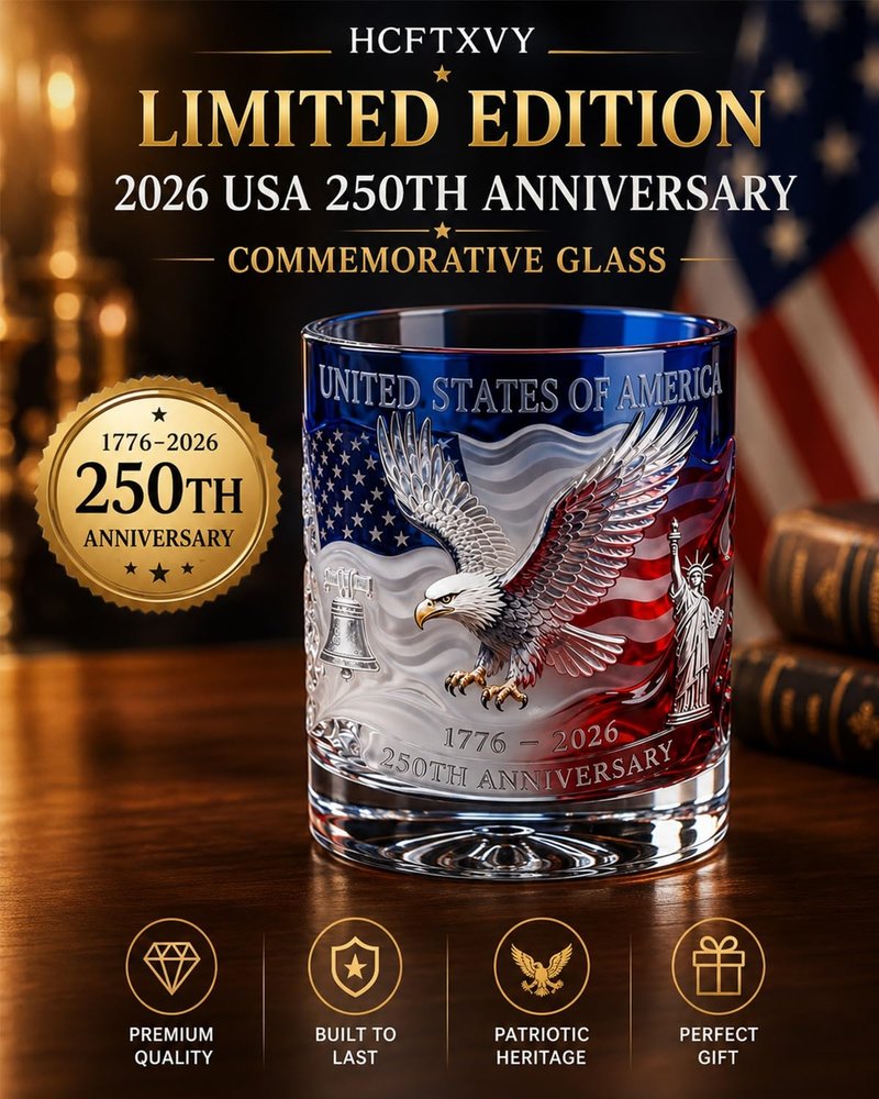 Limited Edition 2026 USA 250th Anniversary Commemorative Glass Heritage Decanter, Patriotic Bourbon We the People Whiskey Liquor Tumbler 1776-2026 Collectible Keepsake Father Gifts(Blue-1pc)