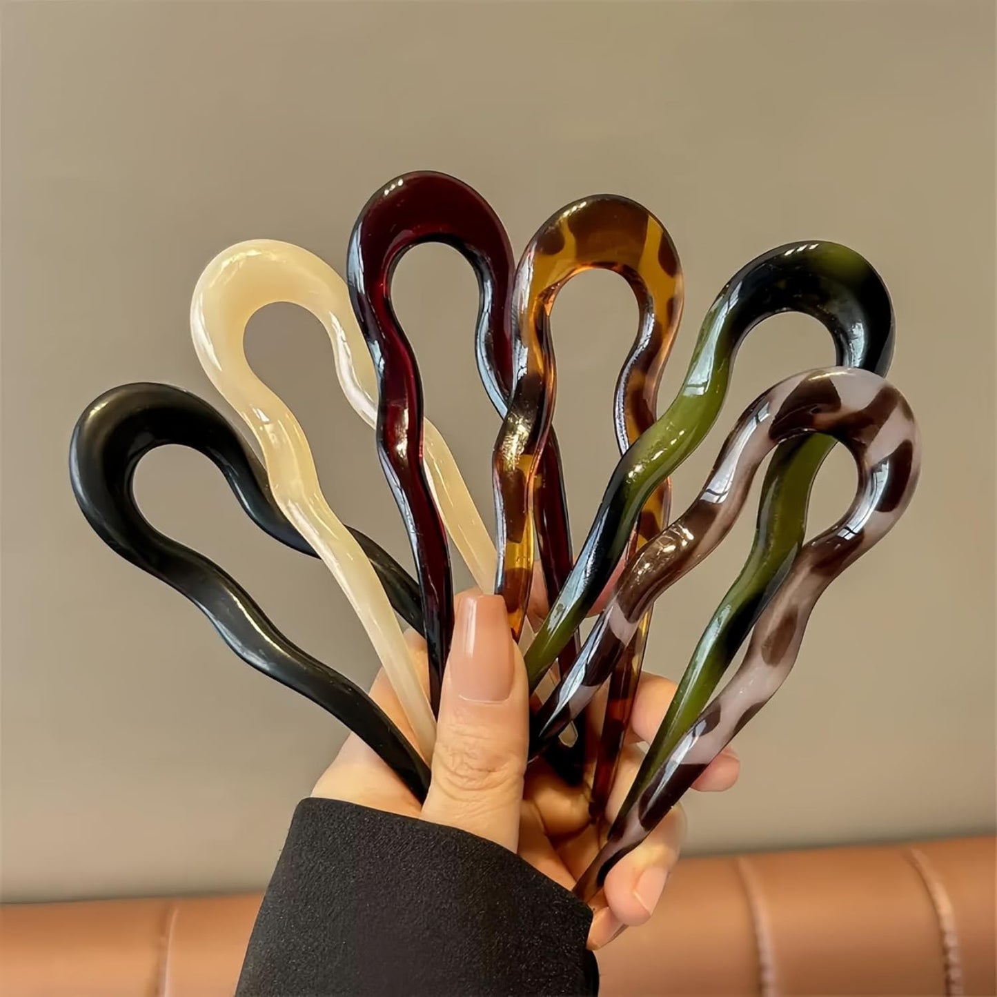 Large French Hair Pins for Women - 6 Pcs U-Shaped Hair Forks for Elegant Updo Styles