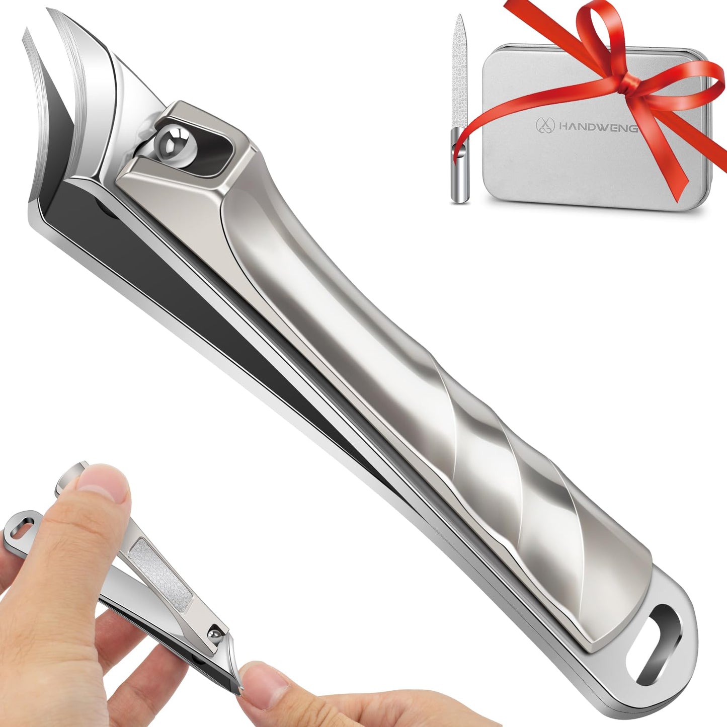 Ingrown Toenail Clippers, Slanted Nail Clippers for Thick Nails for Seniors, Edgy Angled Finger Nail Cutters for Adult, Men, Women with Curved Blade, Nail File