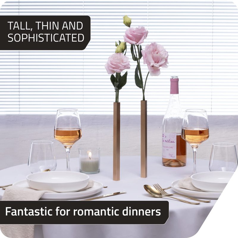 PELEG DESIGN Magnetic Bud Vase Set (Gold) - Unique Home Decor Gift & Modern Table Centerpiece - 5 Aluminum Single Stem Vases - 9.4" Tall Gravity Defying Decor