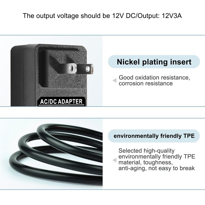 12V DC Adapter Power Cord fit for Theragun Liv, ONN 16” 20" 30" 37" ONN Sound Bar Speaker, ONB18SB001, Onn 22" 100002487 24" ONA18HO015 100002480 Monitor Charger Replacement