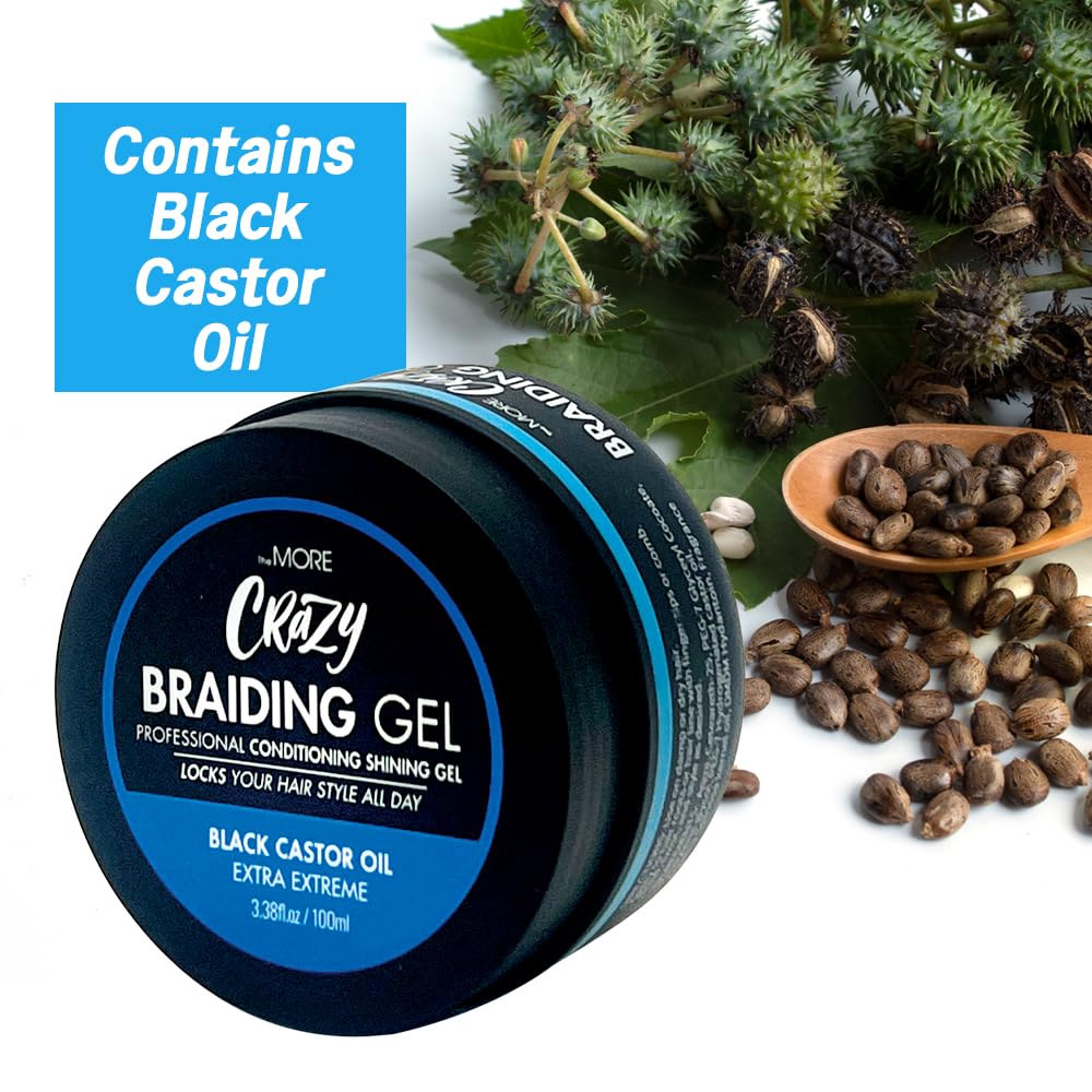 The MORE Crazy Conditioning Shining Braiding Gel Extra Extreme Hold | All Hair Types, Clear Styling Gel Great for 3.38 Fl Oz (Pack of 1)