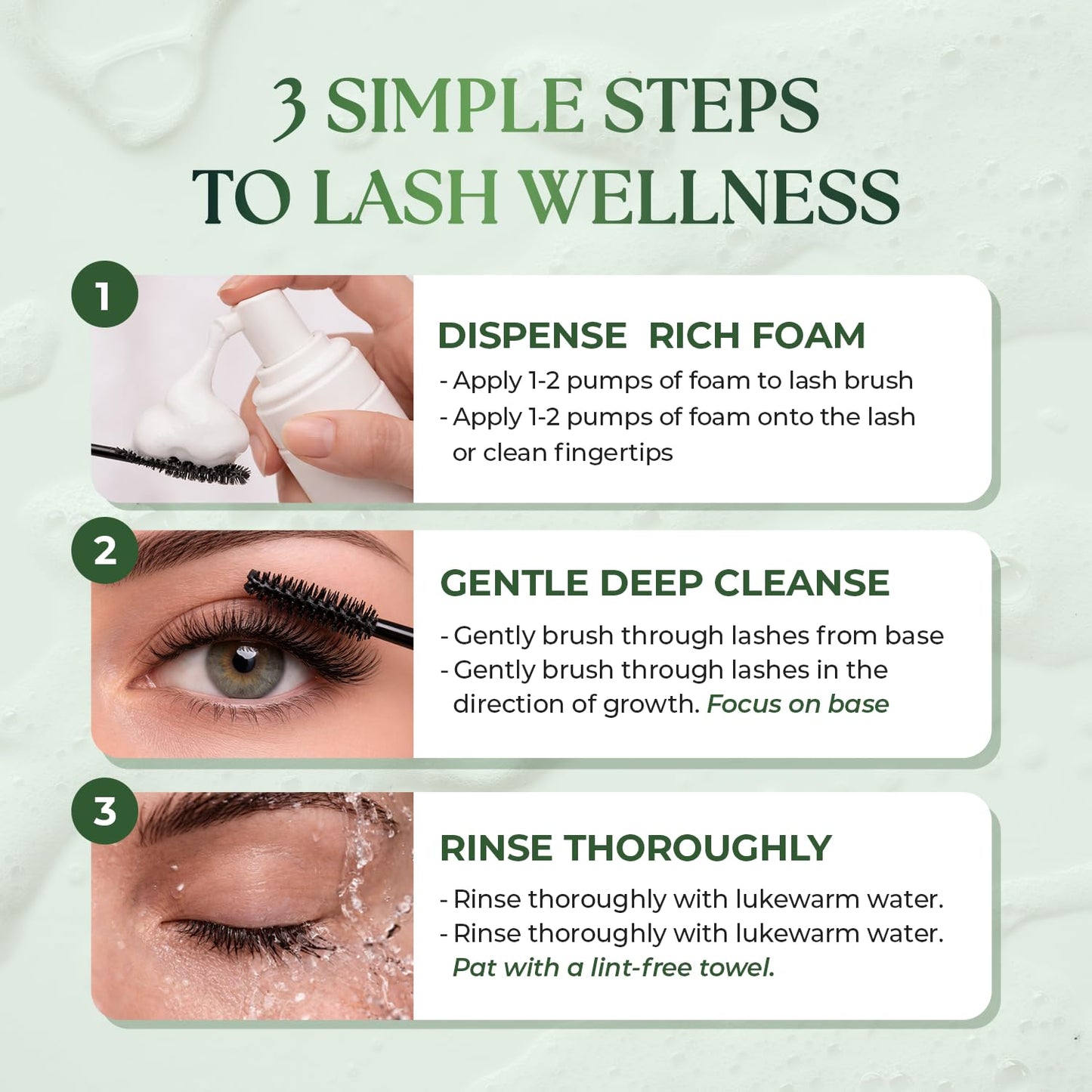 Foam Lash Cleanser for Lash Extensions 50ml (1.69 fl.oz), Gentle Lash Shampoo for Natural Lashes | Oil-Free, Hypoallergenic, No Irritation | Safe Makeup Remover for Sensitive Skin | Home & Salon Use