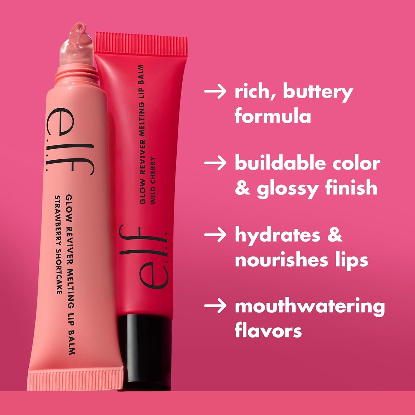 e.l.f. Glow Reviver Melting Lip Balm - Hydrating Tinted Glossy Finish | Vegan Sherbet Punch