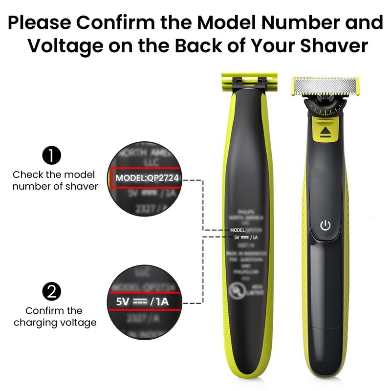 Xxszhy 5V Charger Fit for Philips Norelco One Blade 360 QP2724 QP2834 Trimmer Razor, MG7910 MG9510 MG9520 MG9525 QP4631 QP6542 QP6552 QP4530 QP1924 QP1324 MG5900 MG5910 MG3919 for Phillips Shaver