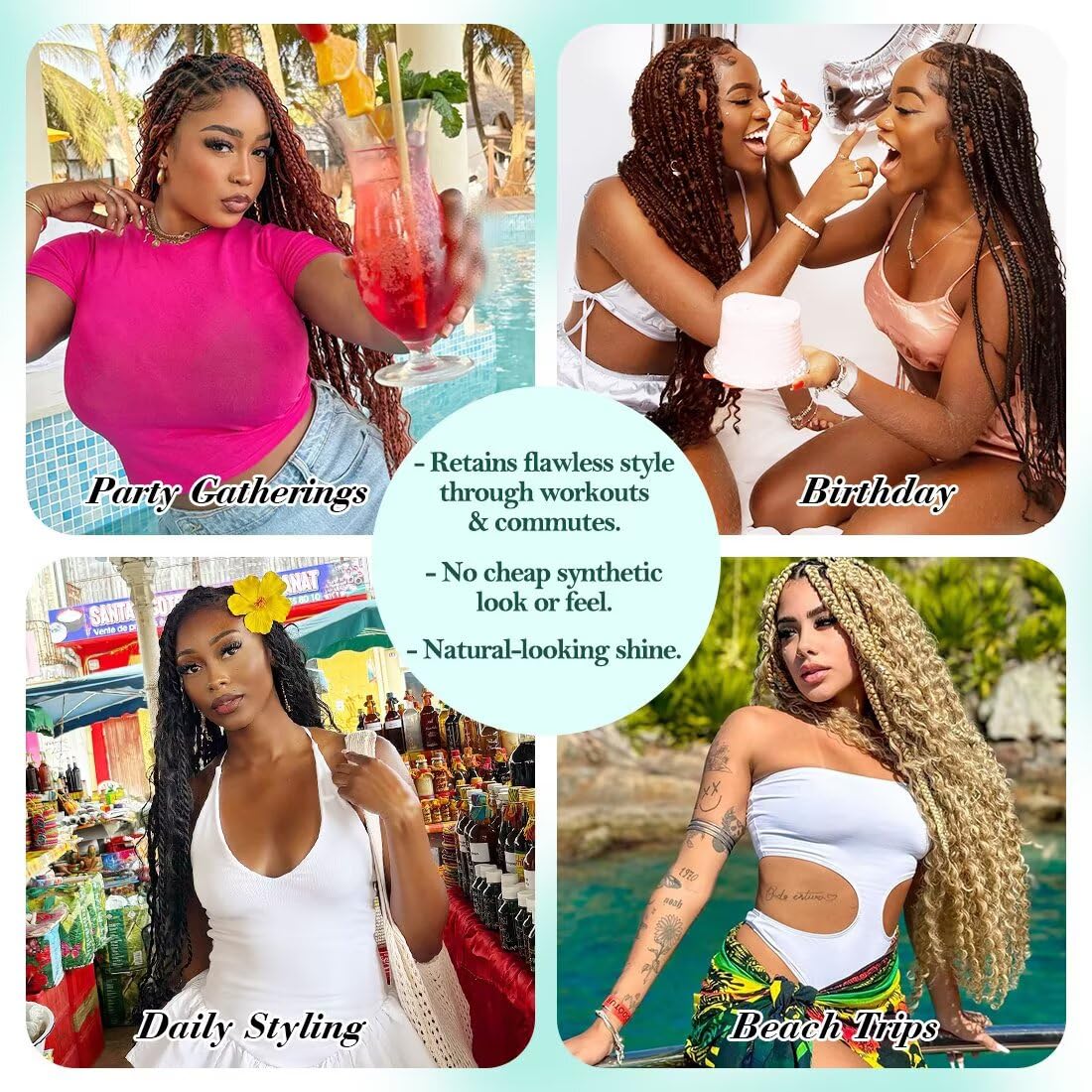 Boho Hair for Braiding, Curly Virgin Human Braiding Hair for Women, 12A Knotless Deep Wave Bulk Bohemian Styles, 100g 24 Inch 2 Bundles/Pack Burgundy Color 99J