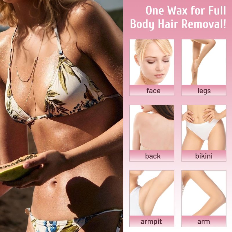 AUPERWEL 2lbs Wax Beads with Coarse Hair Formula, Hard Wax Beads for Hair Removal and Sensitive Skin, Hard Wax Beans for Bikini, Brazilian, Legs, Underarms, Chest, Full Body Waxing(Natural Aloe)