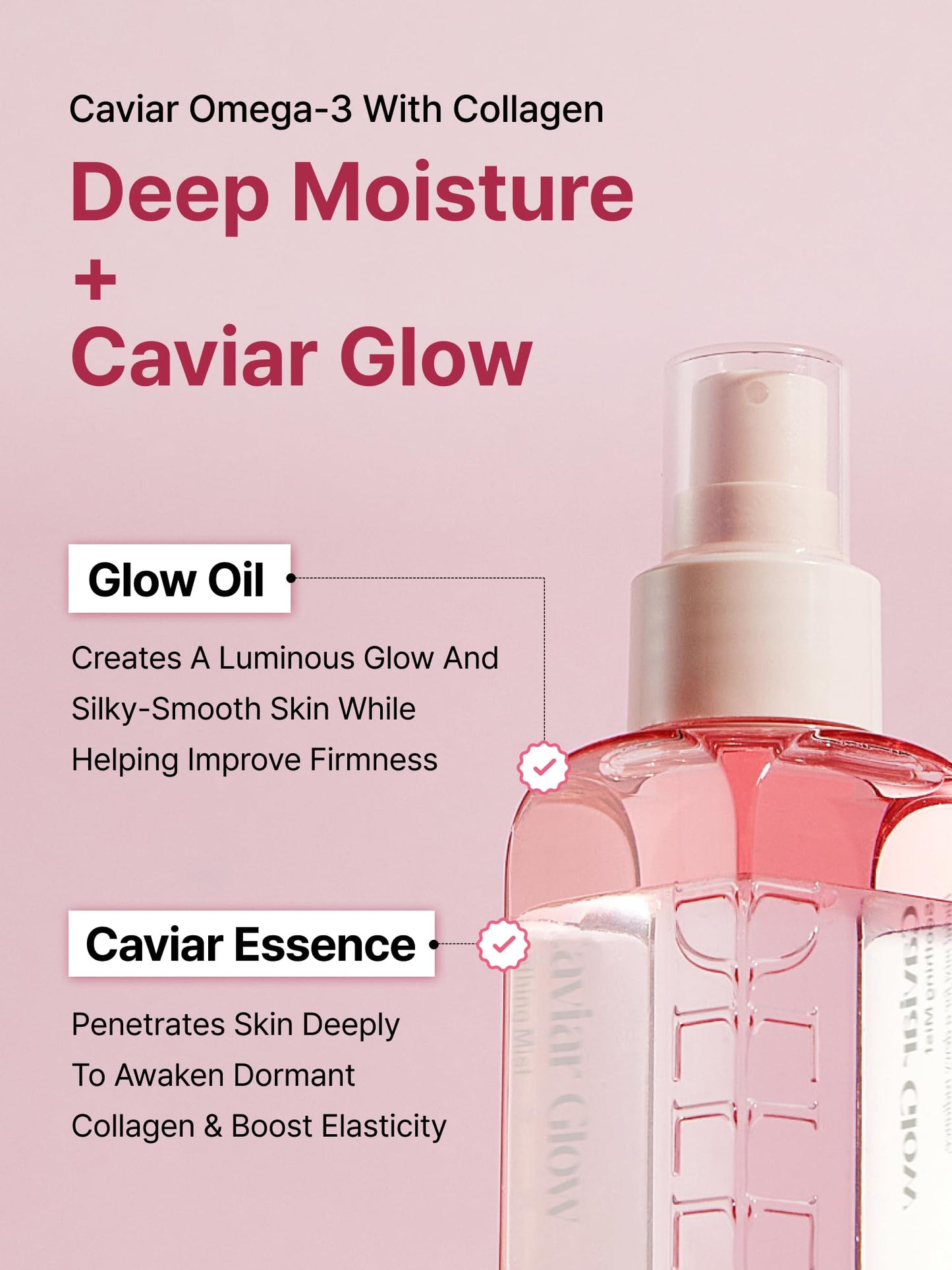 Delere Caviar Glow Soothing Mist | Korean Glass Skin Spray Serum with 5% Caviar & Squalane - Instant 3-Second Radiance & Makeup Setting – Anti-Aging Collagen Booster for Sensitive Skin, 3.4oz