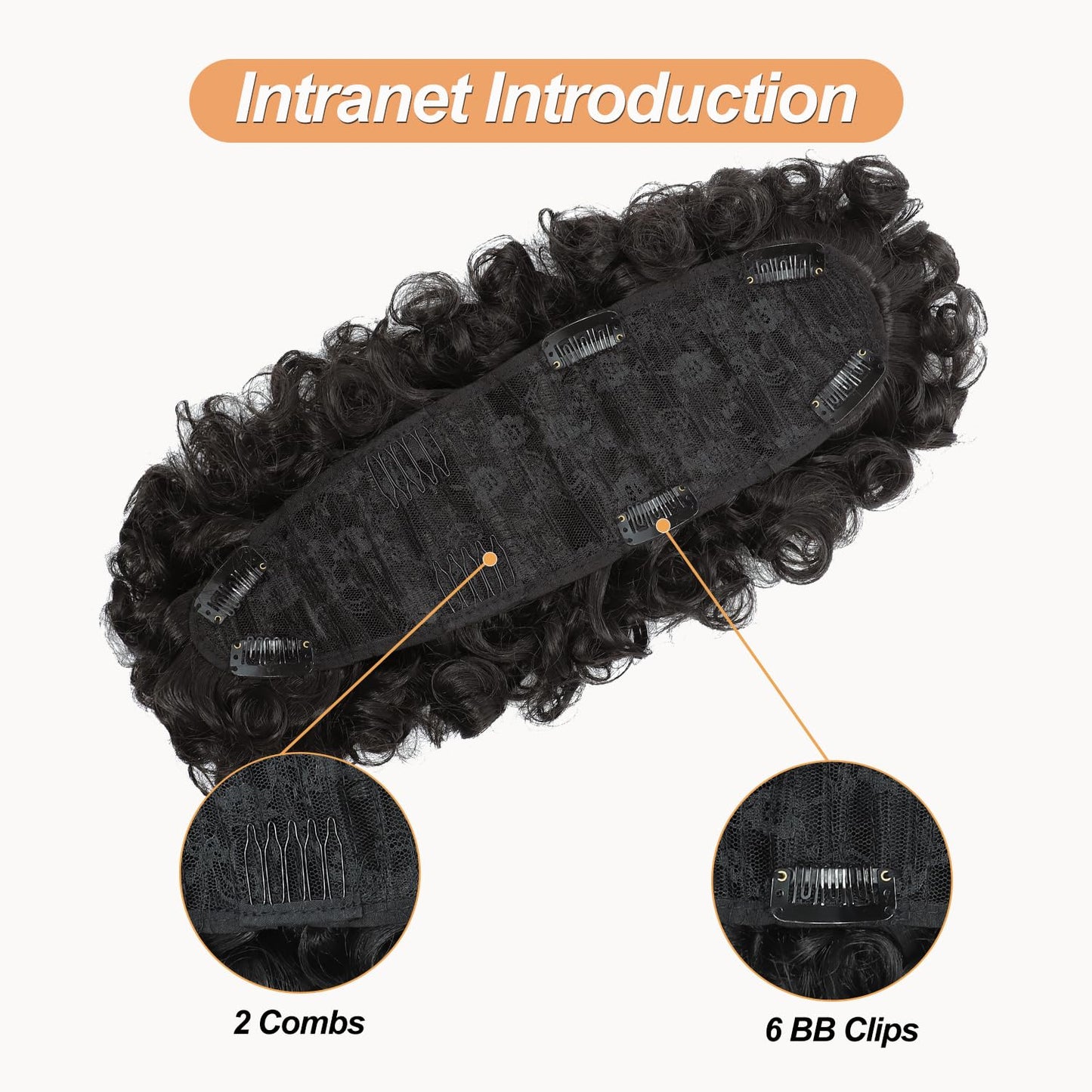 Curly Mohawk Wig Ponytail with Bangs - Short Kinky Synthetic Hair Extension | Natural Black, Fluffy Style for Daily Wear