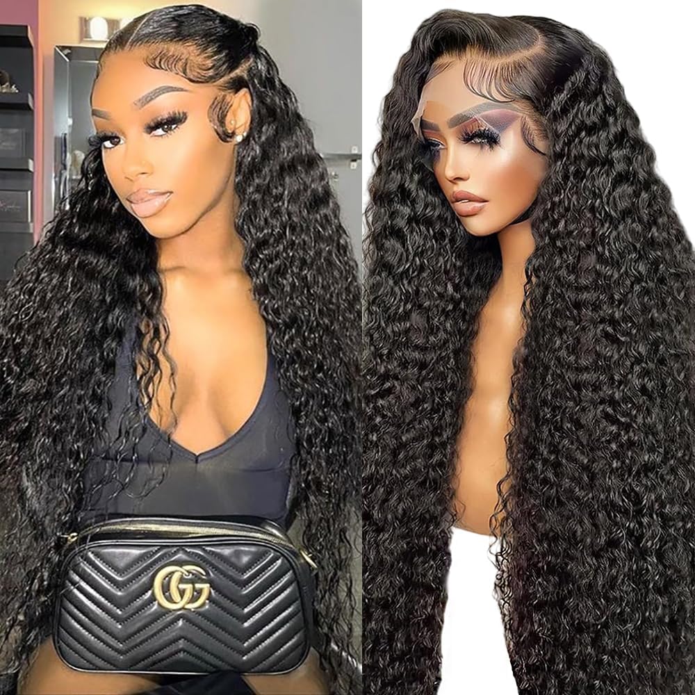 Burgundy 250 Density Human Hair Wig - 30 Inch 13x6 Deep Wave Lace Front | Pre-Plucked HD Transparent Lace Frontal for Women