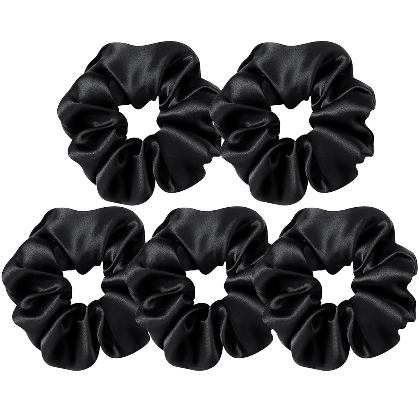 Silk Hair Scrunchies - 5Pcs Mulberry Silk Hair Ties for Frizz & Breakage Prevention | No Damage Elastic Ponytail Holders