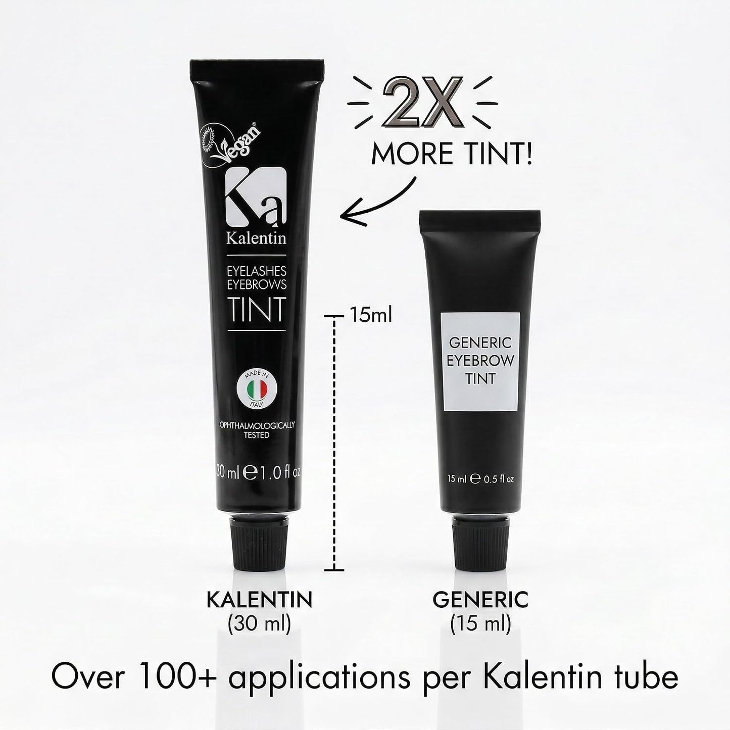 Kalentin Eyebrow Color 2-Pack with 2 Developers - Deep Black Tint
