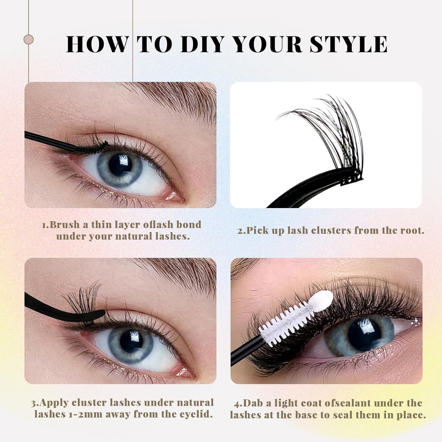 Natural Lash Cluster Eyelash Extensions Kit - 192 Pcs C Curl 10-16mm Fluffy False Lashes | DIY for Beginners