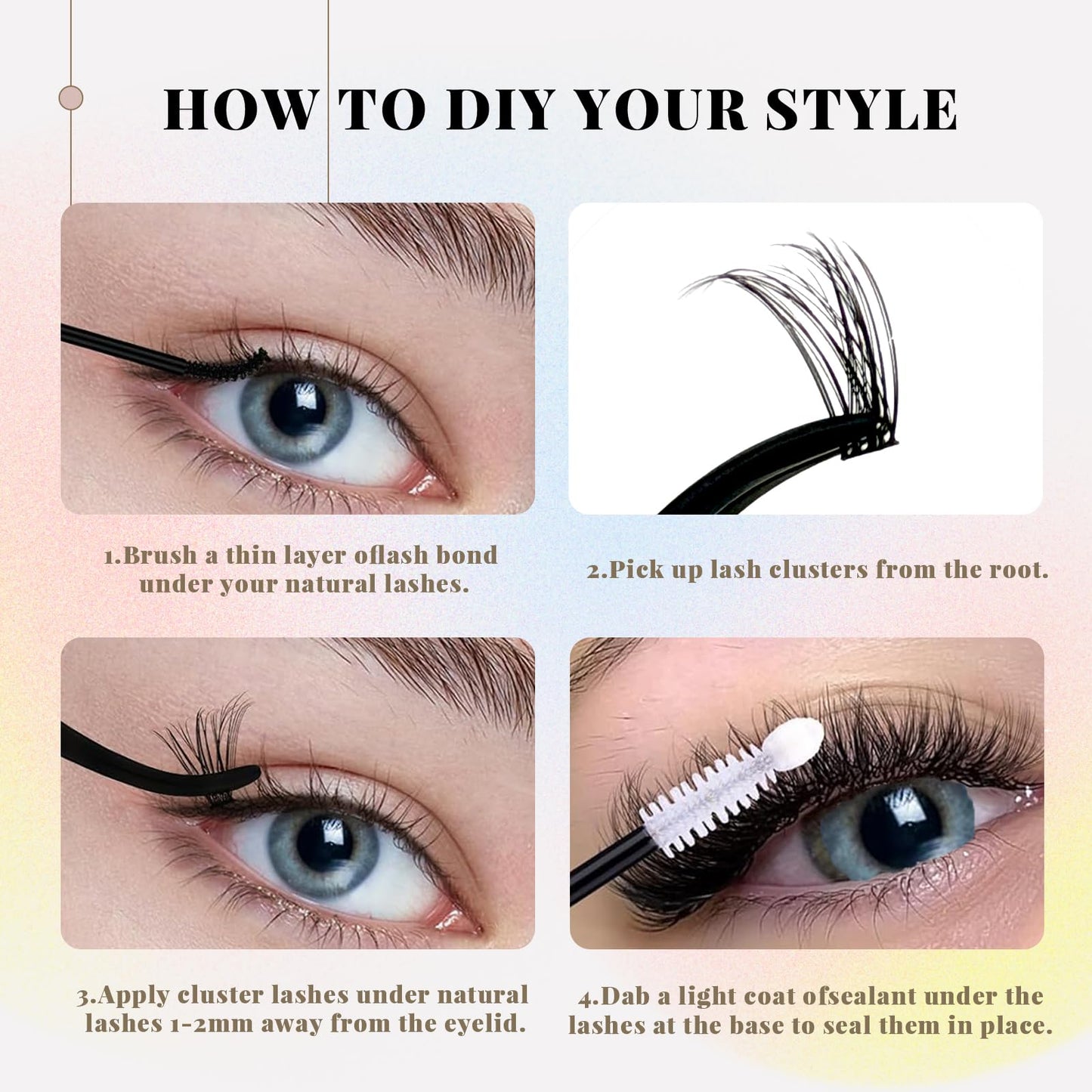 Wispy Lash Clusters, Natural Lash Cluster Eyelash Extensions 320 Pcs C Curl 10-16mm Individual Fluffy False Eyelashes Thin Band DIY for Beginners at Home