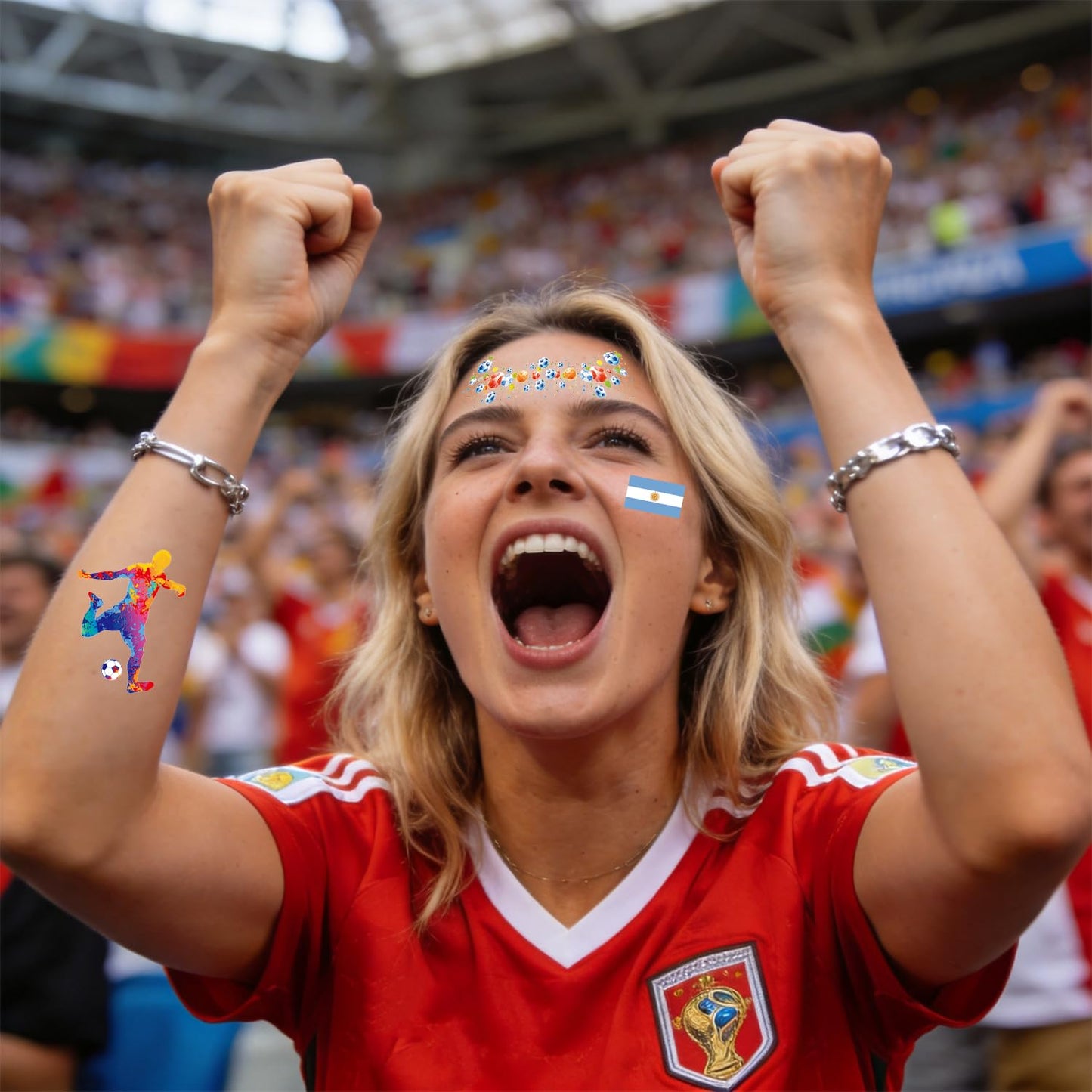 Temporary Tattoos for World Cup 2026 - 48 Sheets Waterproof Country Flag Face Stickers | Oil Painting Style