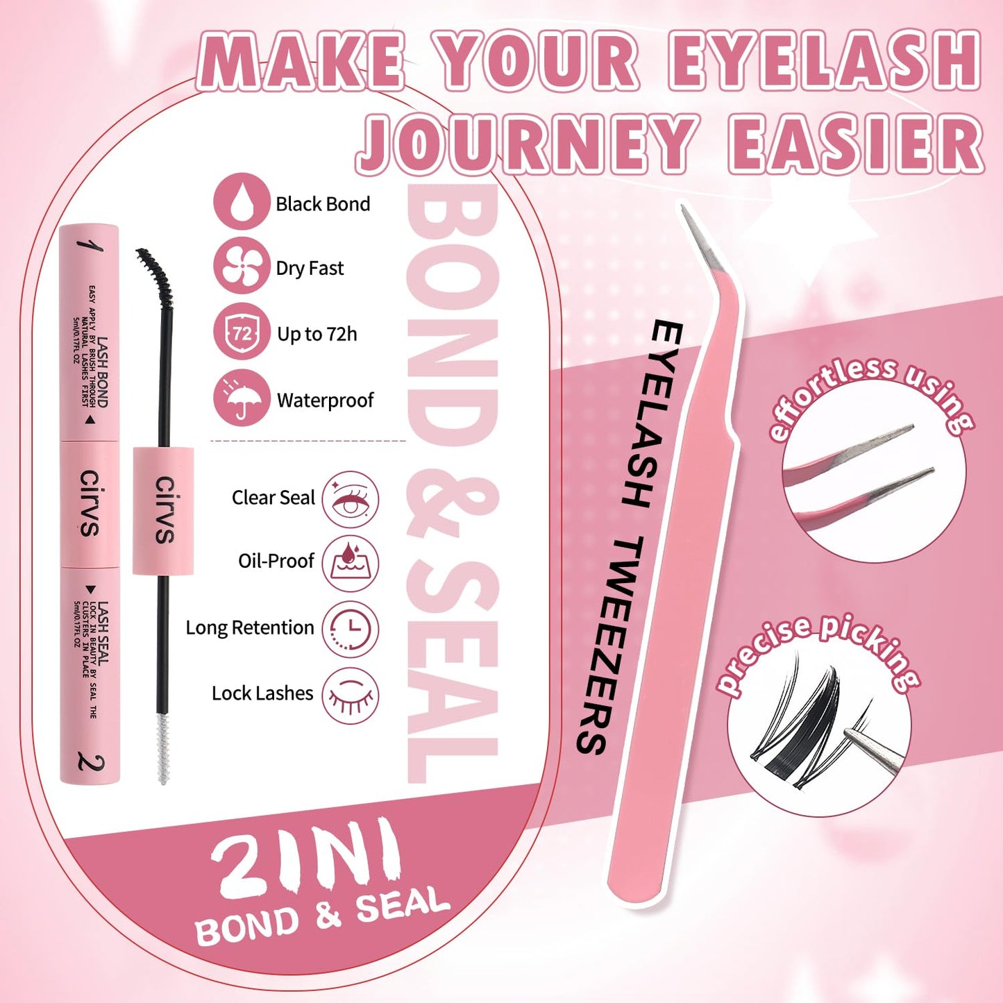 Anime Lash Clusters Kit - Beginner-Friendly Spiky Lashes for Natural Look | 8-16mm with Bond & Tweezers