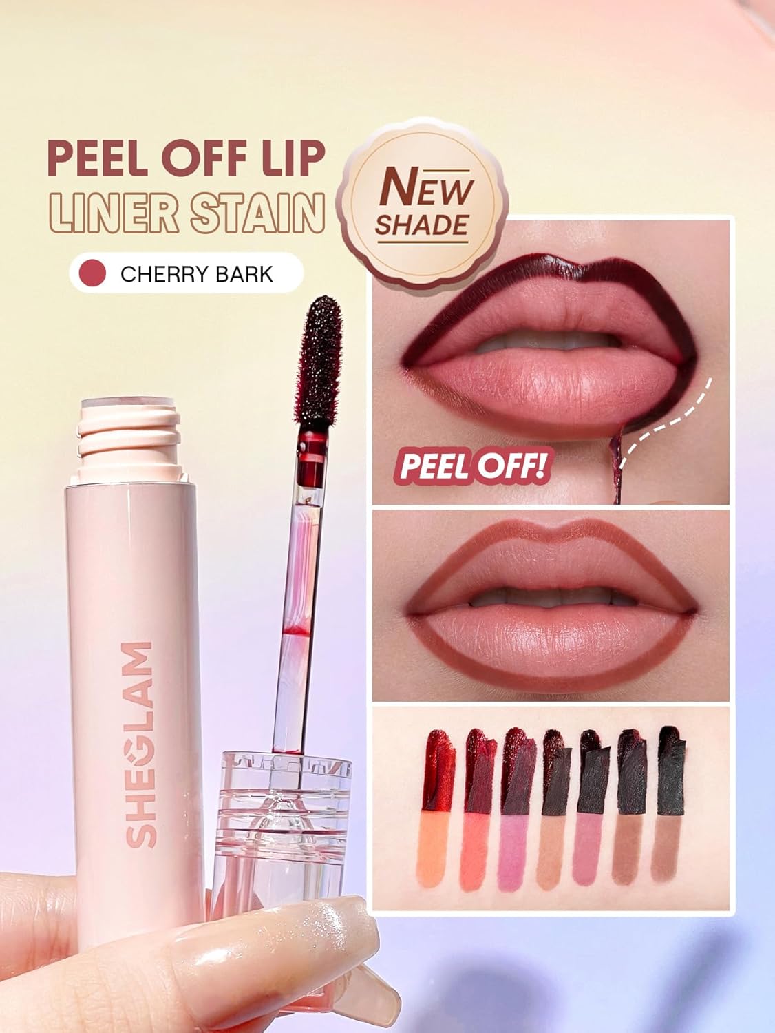 Fall In Line Peel Off Lip Liner Stain - Long Lasting Transfer-Proof Nude Tint | Cherry Bark