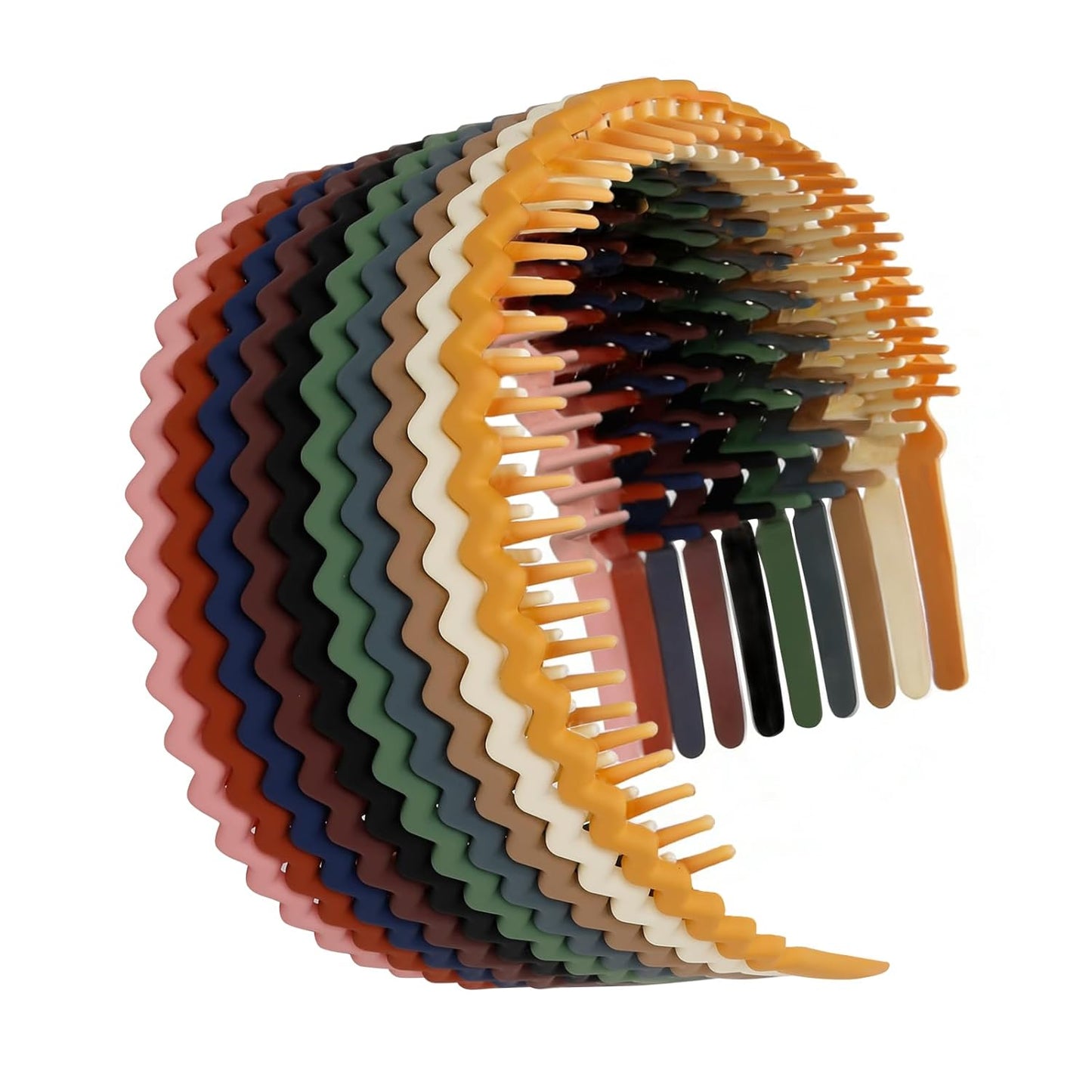Plastic Headbands for Women & Teens | 10-Pack Non-Slip Thin Hairbands in Bright Pink & Green