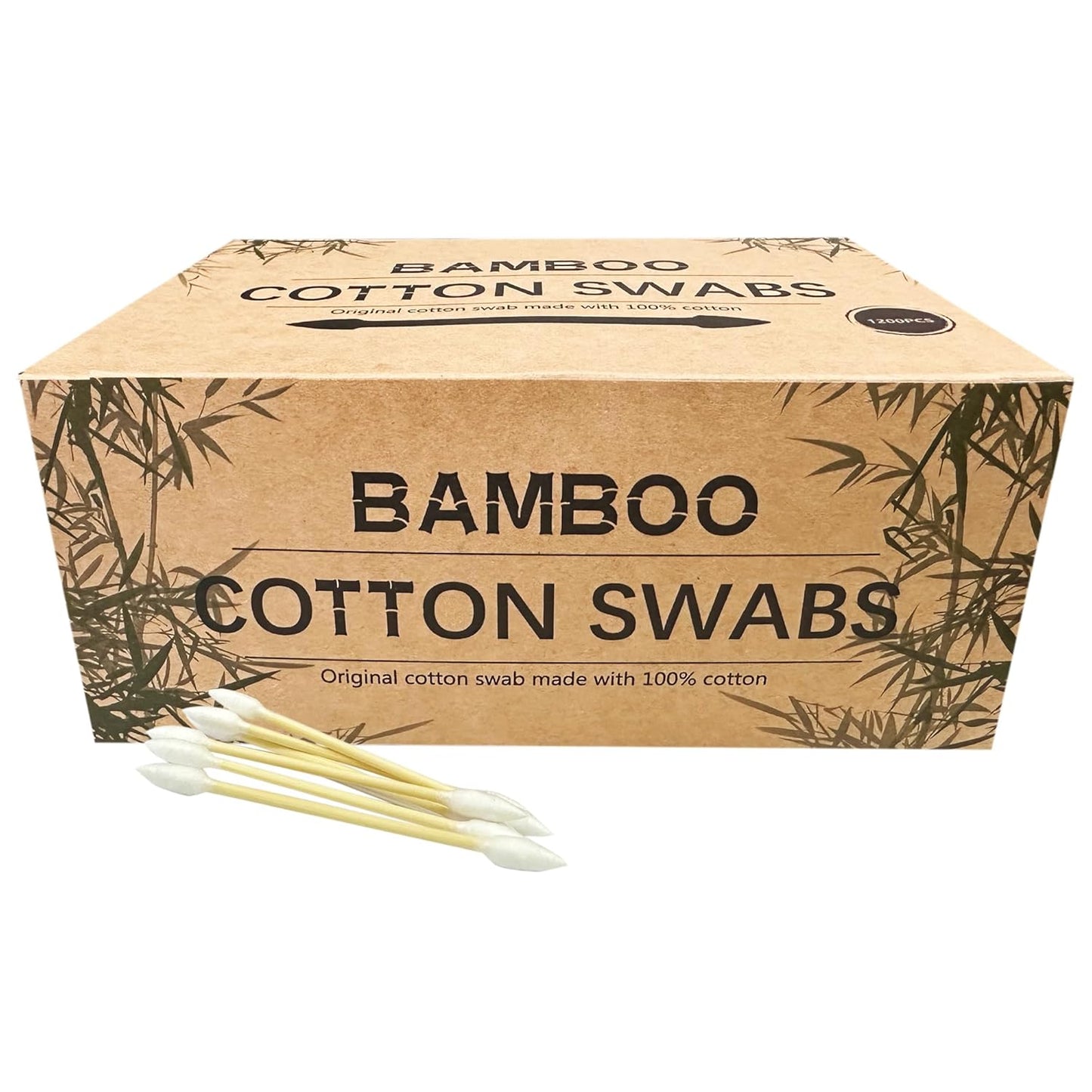 Precision Tip Cotton Swabs - 1200pcs Bamboo Makeup Applicators | Double-Ended Design