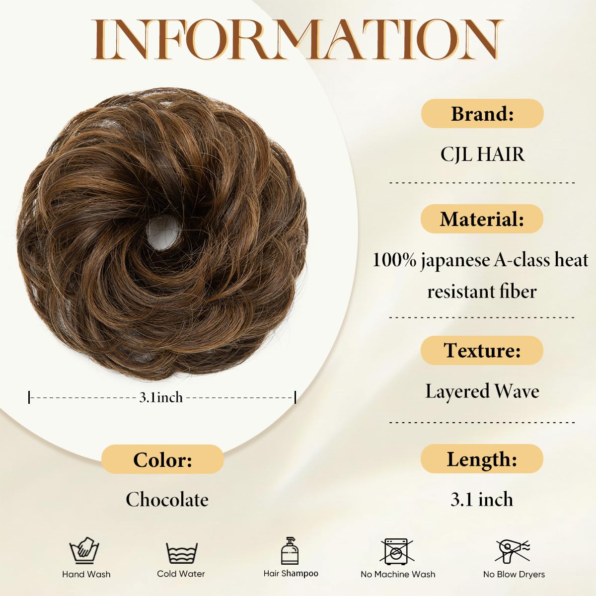 CJL HAIR Small Messy Bun Hair Pieces for Women Thin Hair Synthetic Curly Mini Scrunchies Hairpiece Updo with Elastic Band 2PCs Chocolate