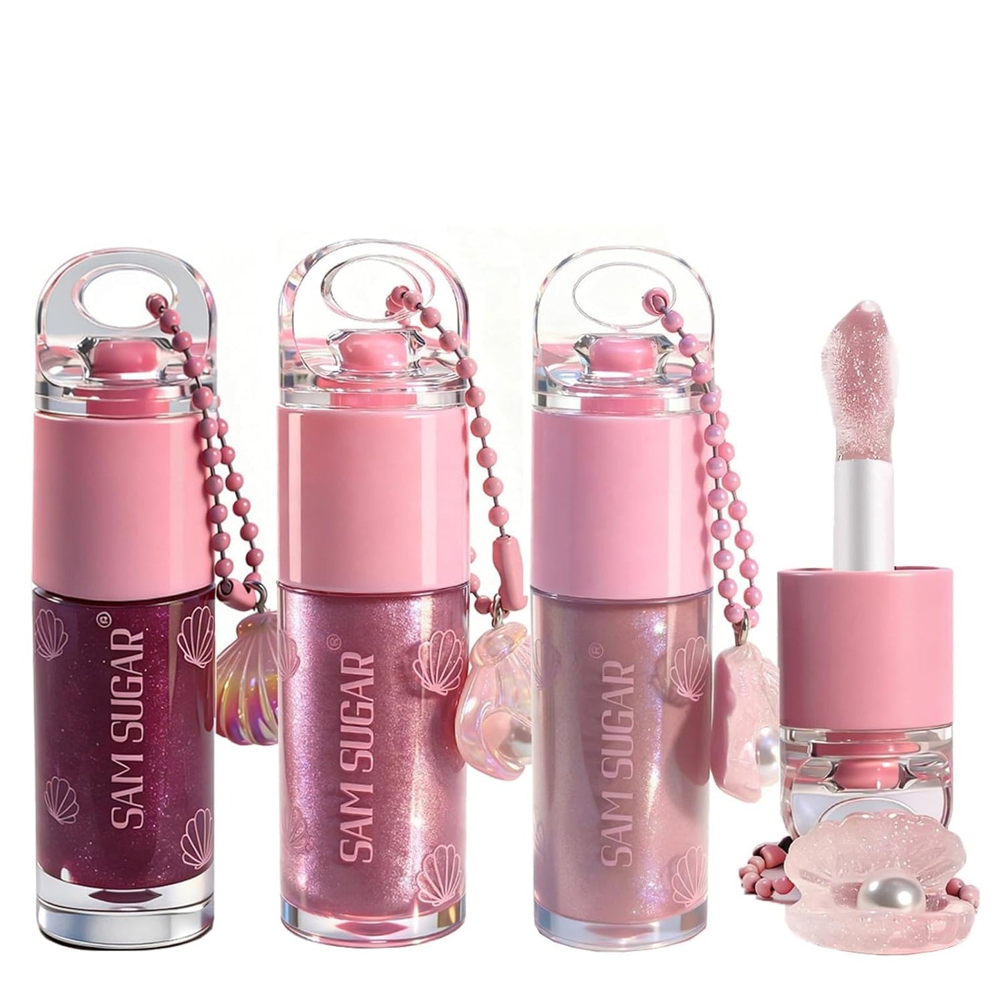 Shimmery Lip Gloss - Glitter Moisturizing Lipstick for Hydration | Non-Sticky, Vegan, 3 Colors Available