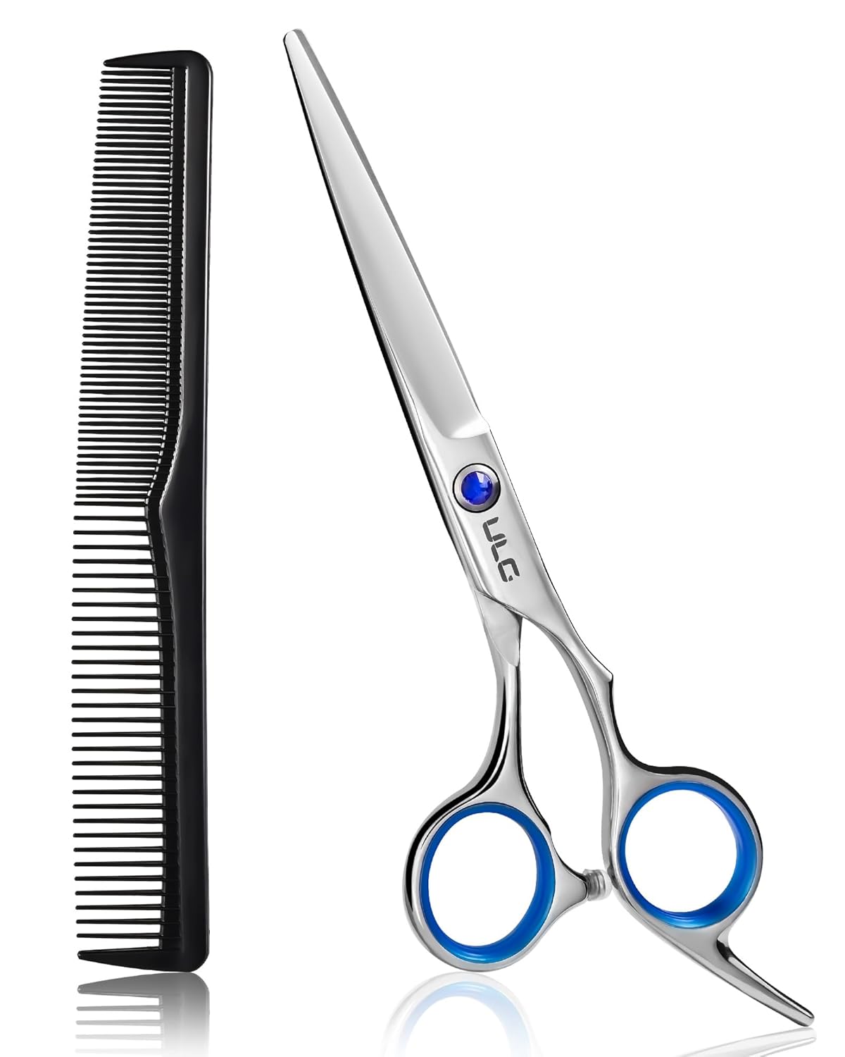 Left-Handed Hair Cutting Scissors - ULG 6.5-Inch Razor Edge Barber Shears | Japanese Stainless Steel, Blue Fingerhole Ring