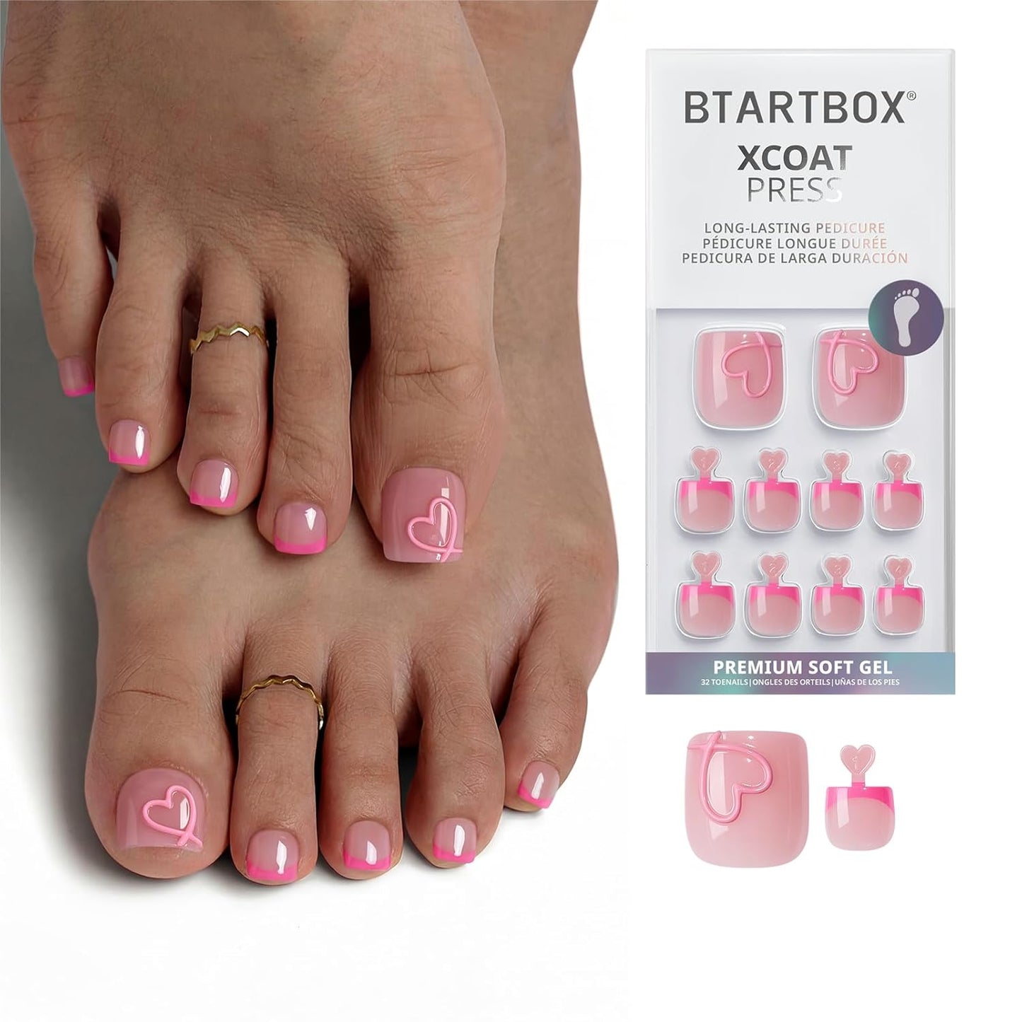 French Tip Press On Nails - Easy-to-Apply White Flower Almond Design | 32 Nails in 16 Sizes with Glue & Adhesive Tabs