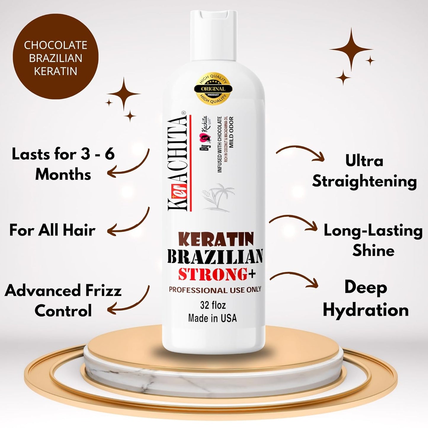 Brazilian Keratin Chocolate Hair Treatment - Extra Strong Intensive Smoothing for Coarse Hair | 32 fl oz