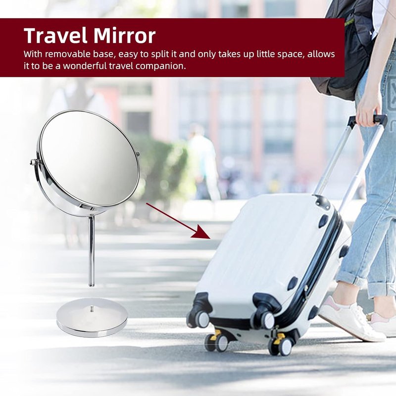 Classic Round Desktop Makeup Mirror - 15" Tall Double-Sided 360° Swivel | 1X/10X Magnification for Bathroom & Bedroom